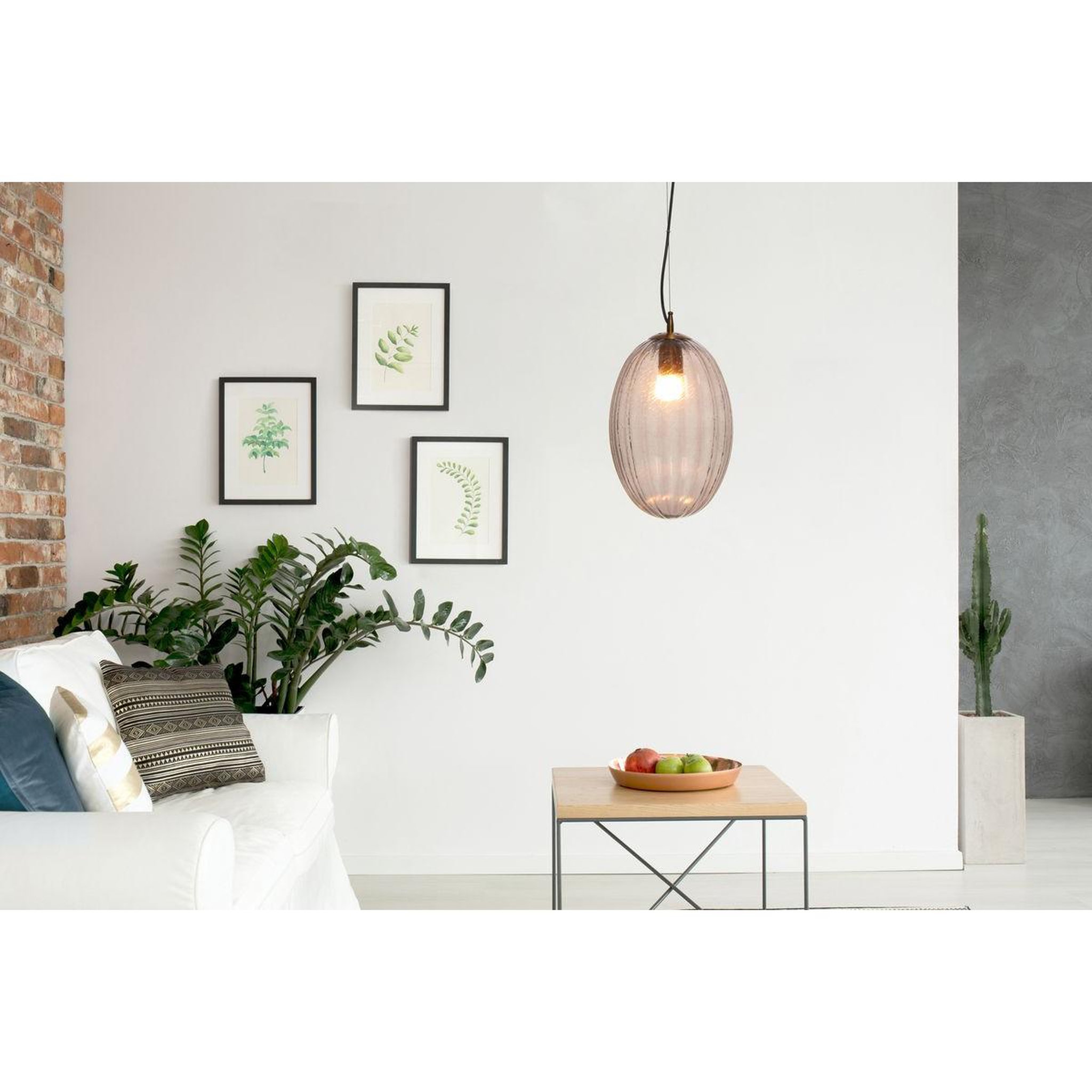 Voir la diapositive 2 : Paris Prix Lampe suspension en verre  virgina  36cm gris