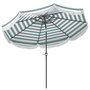 Voir la diapositive 1 : OUTSUNNY Parasol de jardin à franges inclinable dia.2,7 x 2,4m métal tissu UPF 30+ bleu blanc rayé