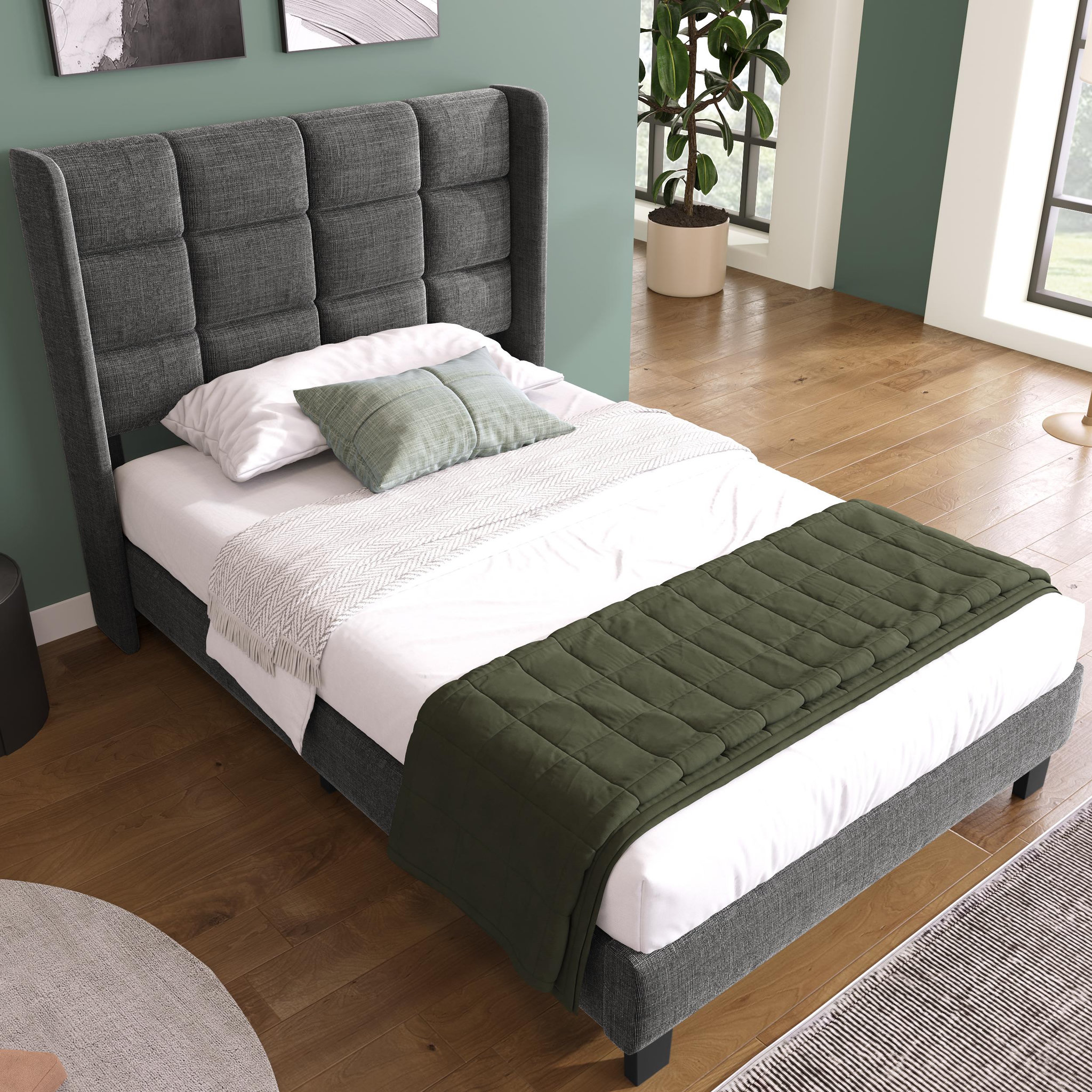 Voir la diapositive 2 : MERAX Lit simple avec sommier Lin