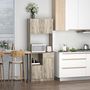 Voir la diapositive 2 : HOMCOM HOMCOM Armoire de cuisine multi-rangements 3 placards 2 niches tiroir panneaux particules classe E1 aspect chêne gris