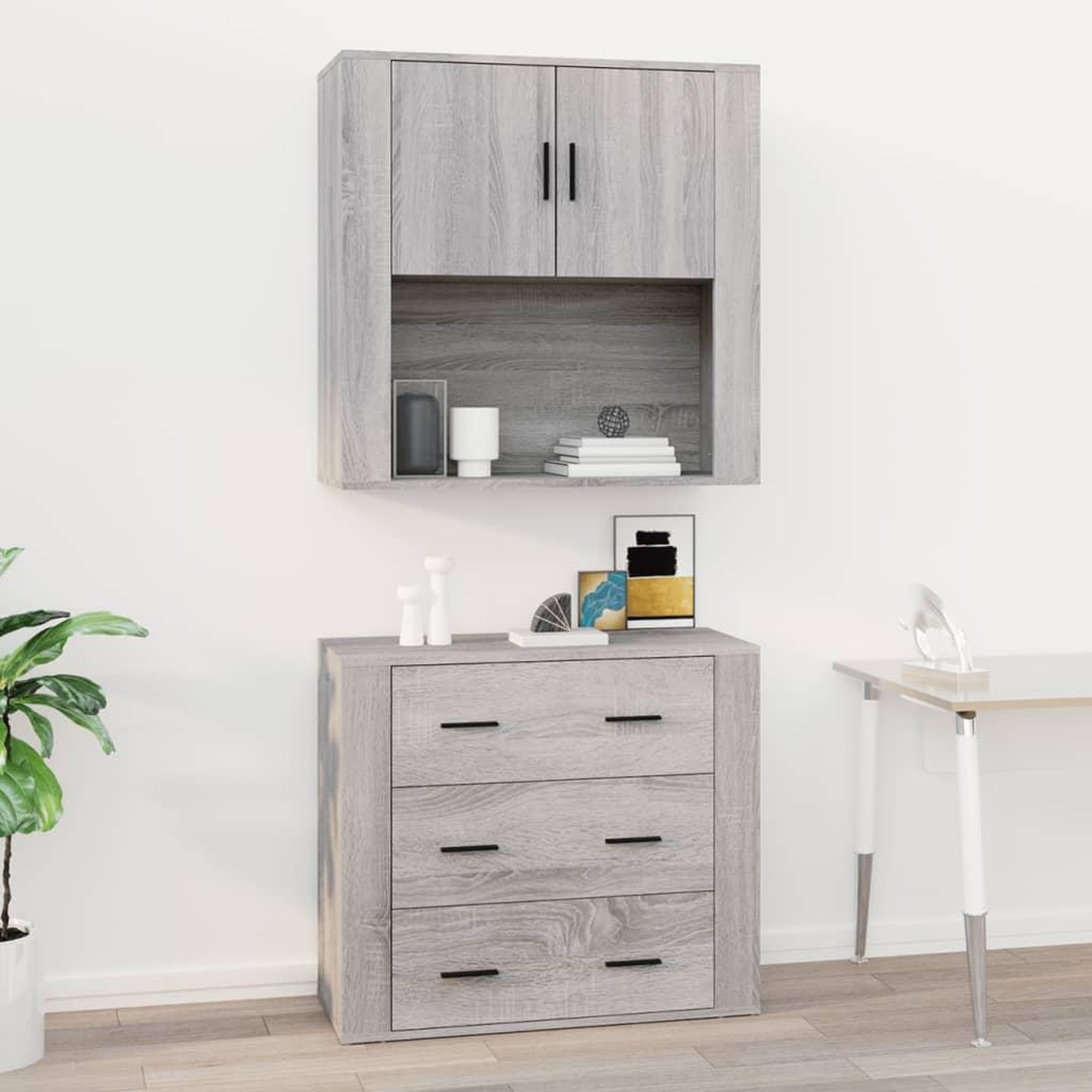 Voir la diapositive 1 : VIDAXL Armoire murale Sonoma gris 80x33x80 cm Bois d'ingenierie