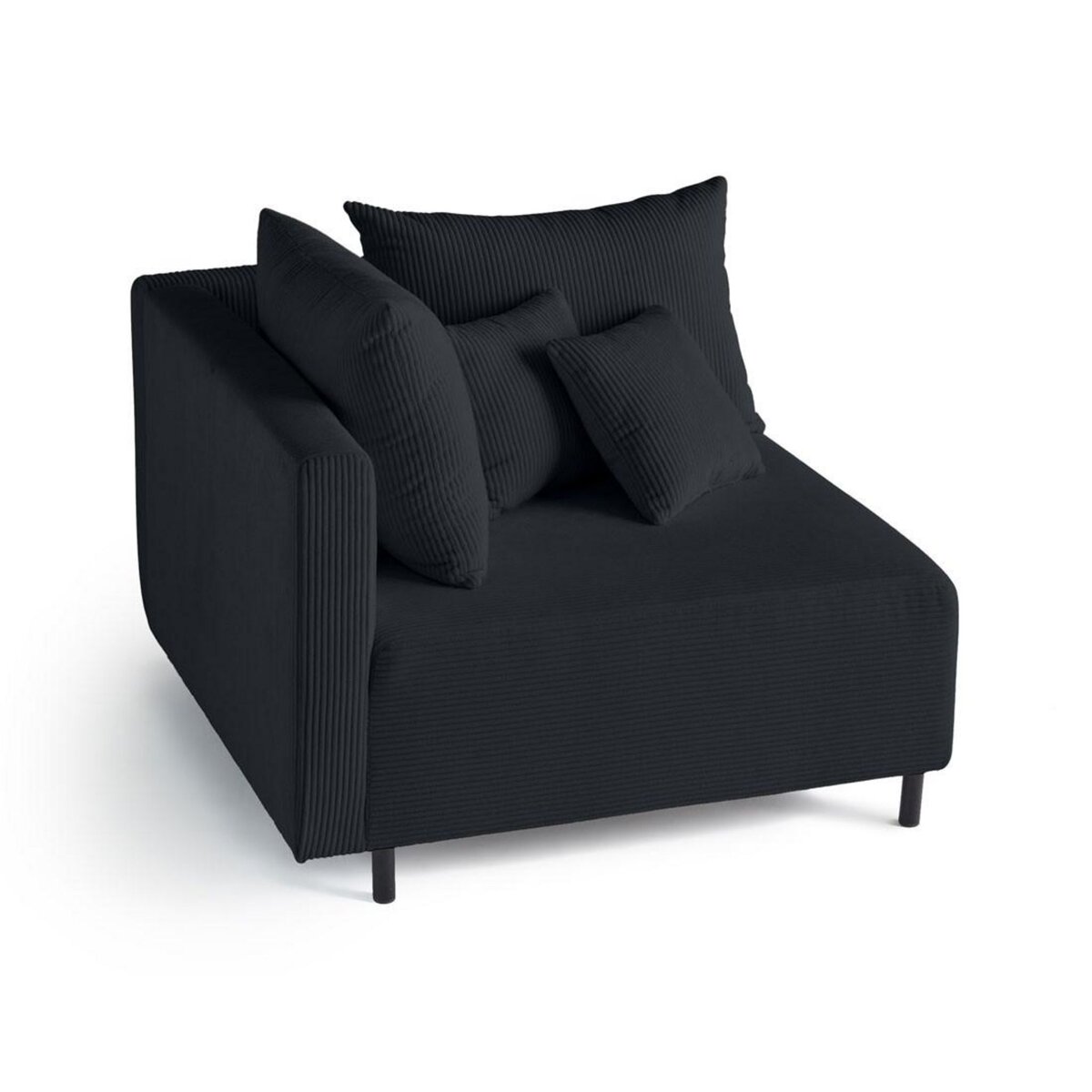 LISA DESIGN Edinburg - module d'assise d'angle gauche - en velours côtelé