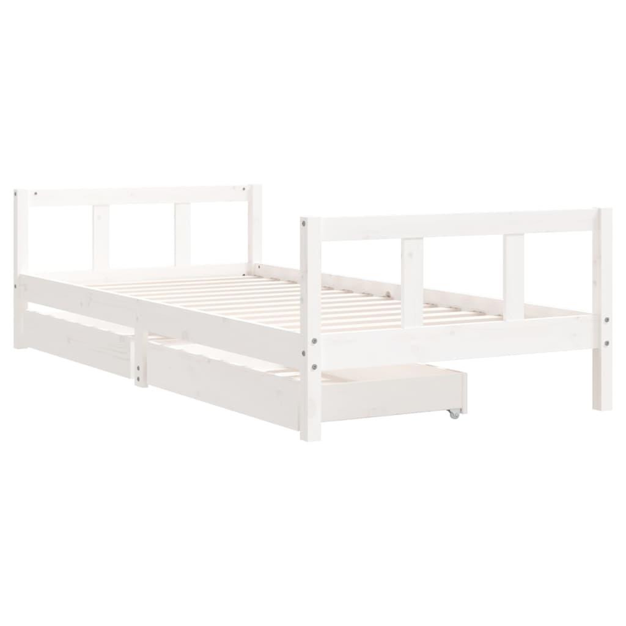 Voir la diapositive 3 : VIDAXL Cadre de lit enfant tiroirs blanc 90x200 cm bois de pin massif