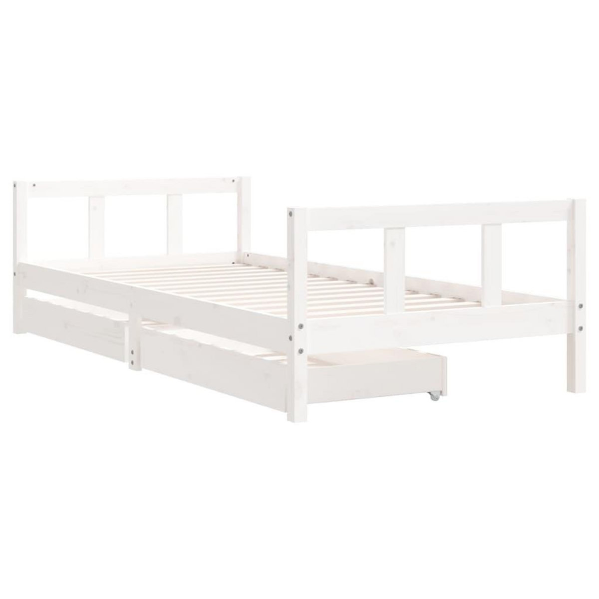 VIDAXL Cadre de lit enfant tiroirs blanc 90x200 cm bois de pin massif