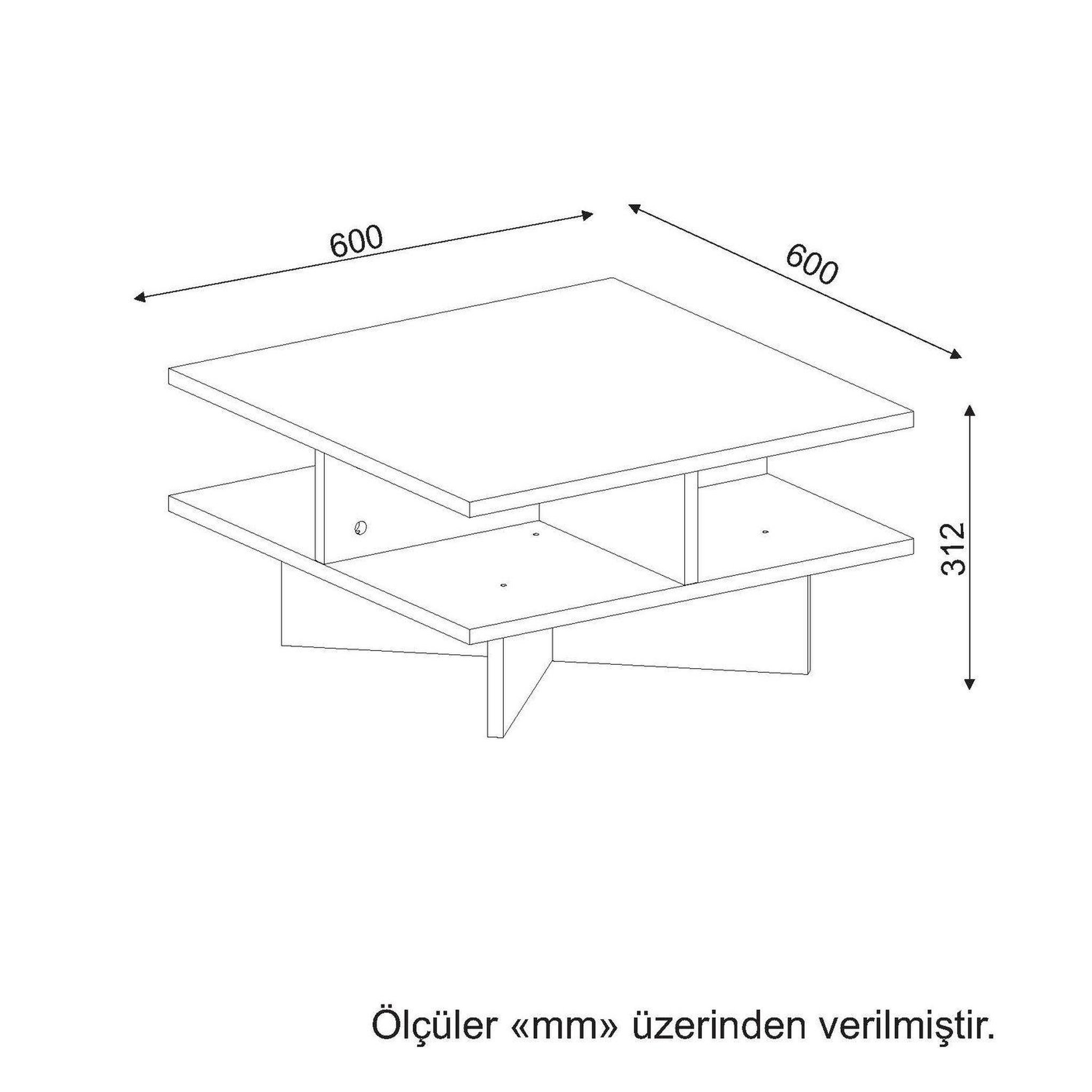 Voir la diapositive 4 : TOILINUX Table basse design scandinave Hamton - L. 60 x H. 31 cm - Marron noix