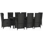 Voir la diapositive 3 : VIDAXL Ensemble a manger jardin 9pcs et coussins noir resine tressee