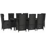 Voir la diapositive 3 : VIDAXL Ensemble a manger jardin 9pcs et coussins noir resine tressee