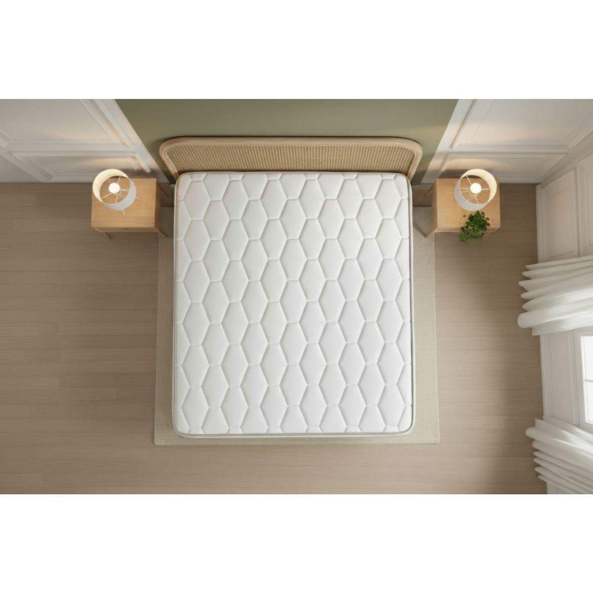 MARMOTTES&CO Pack prêt à dormir matelas LE DÉLICAT 160x200 Ressorts ensachés et Mémoire de forme + double sommiers Blanc