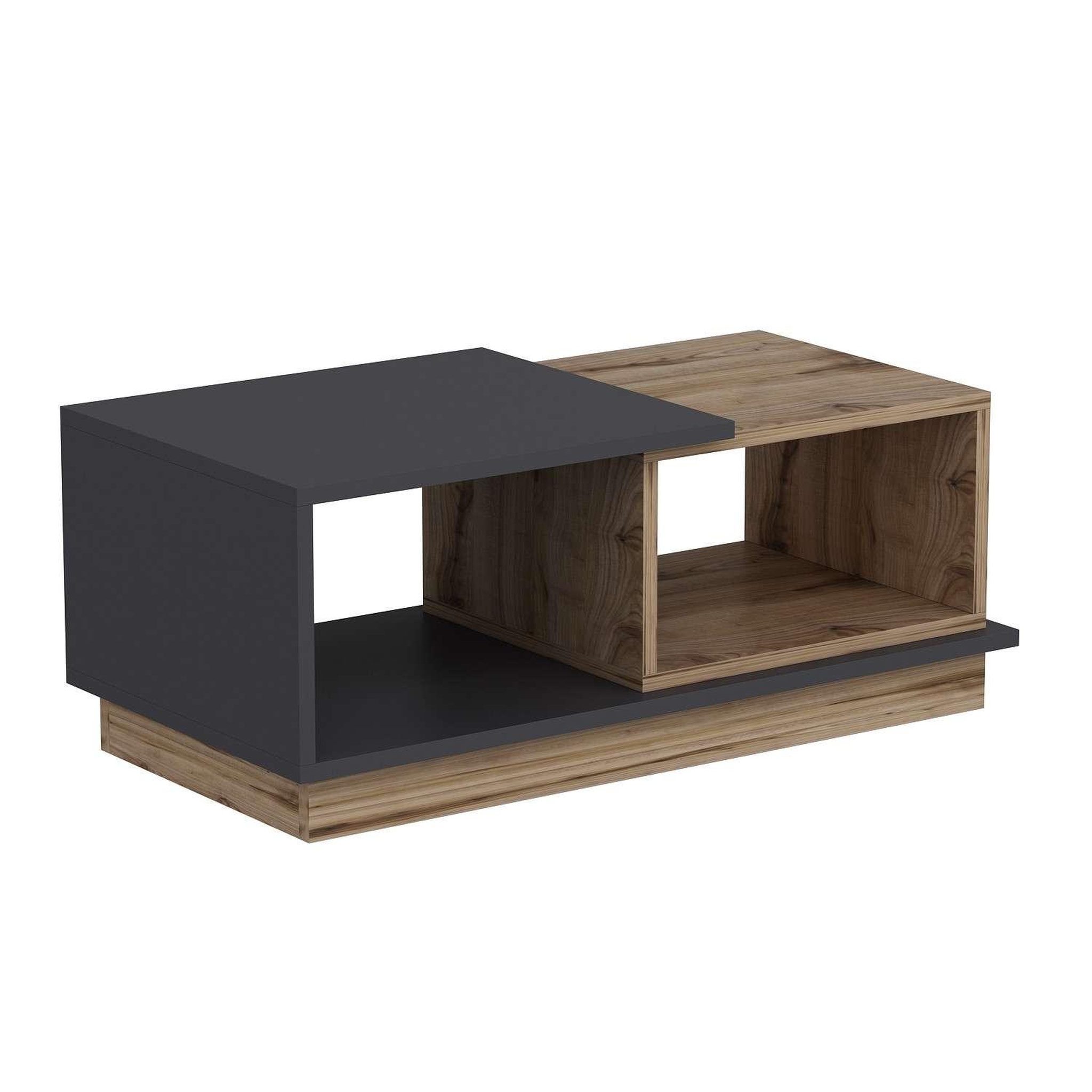 Voir la diapositive 5 : TOILINUX Table basse 2 niches zéline en bois - anthracite et beige
