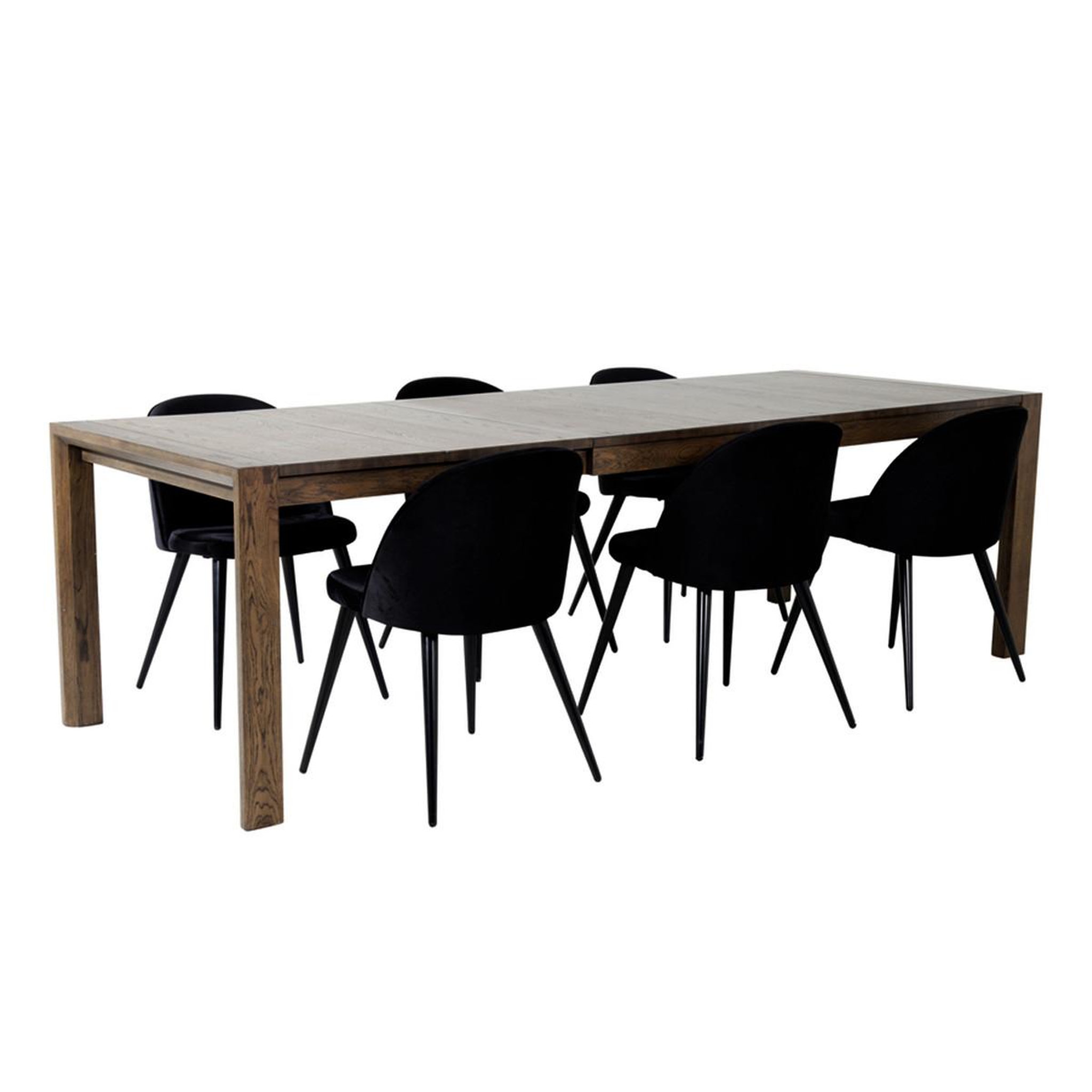 Paris Prix Ensemble Table à Manger Extensible & 6 Chaises  Slider & Velvet  170-250cm Noir & Marron