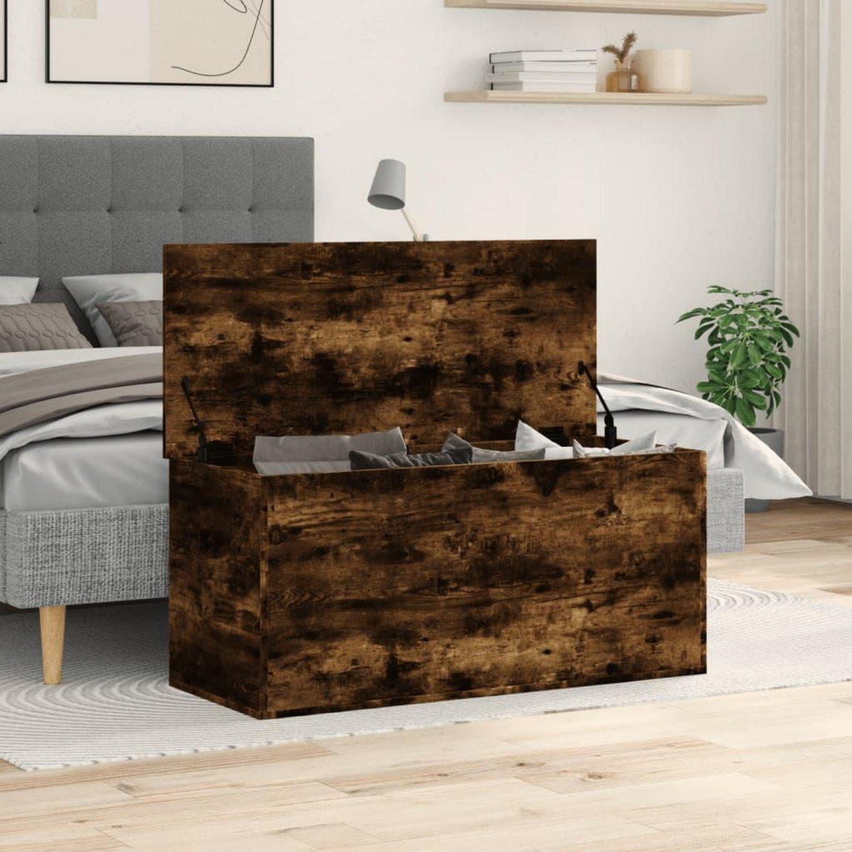 VIDAXL Boîte de rangement chene fume 100x42x46 cm bois d'ingenierie