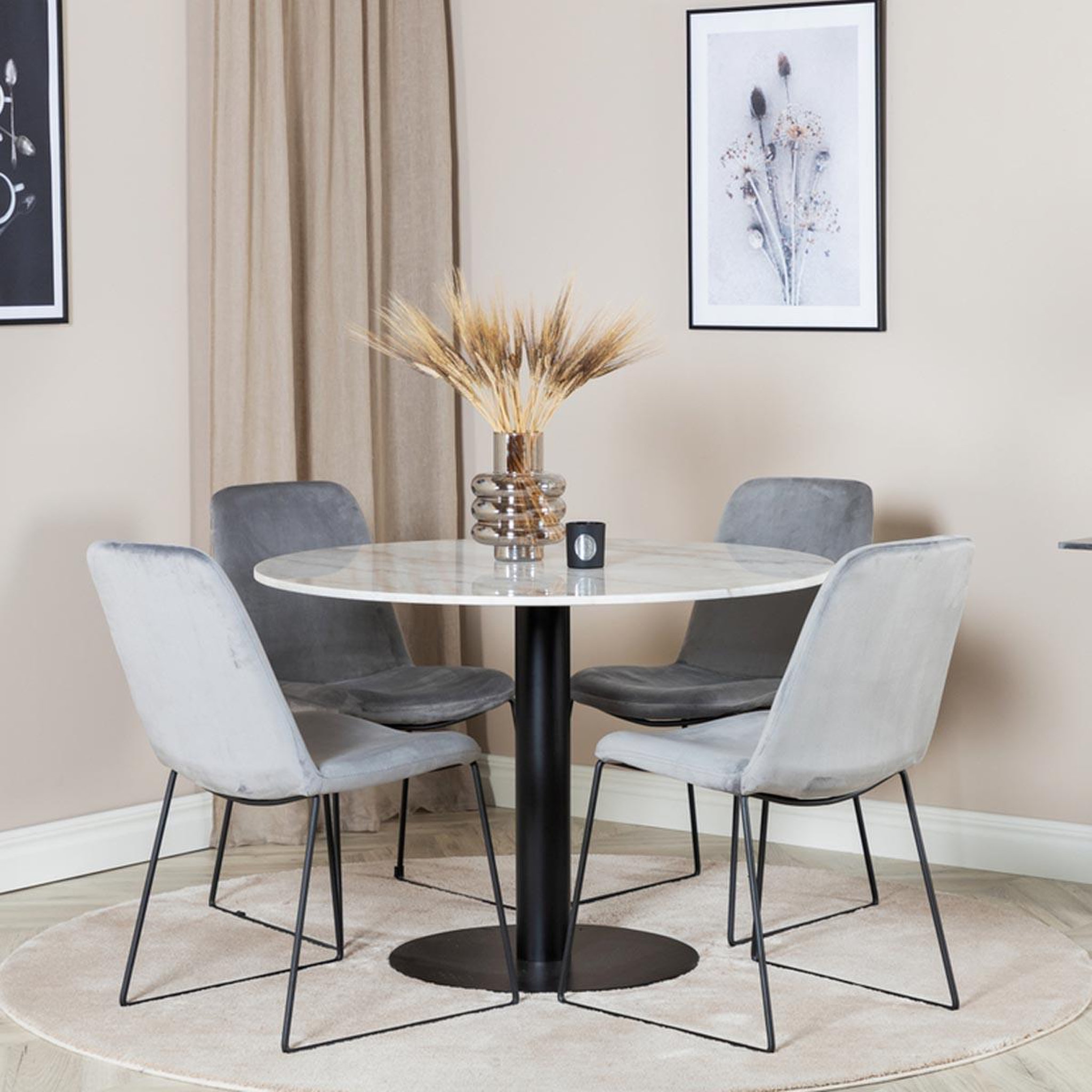 Voir la diapositive 4 : Paris Prix Ensemble table à manger & 4 chaises  estelle & muce  106cm blanc & gris