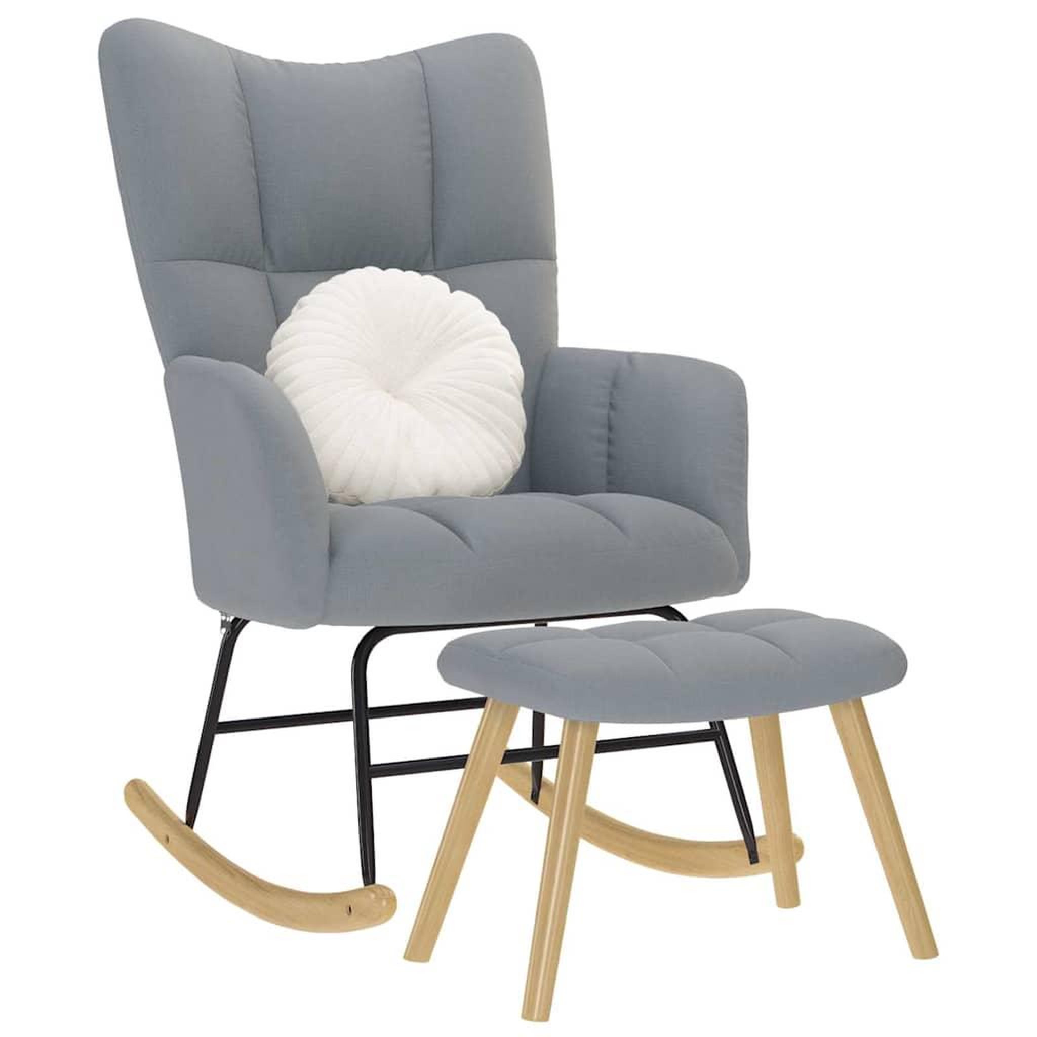 VIDAXL Chaise a bascule avec repose-pied Gris clair Tissu