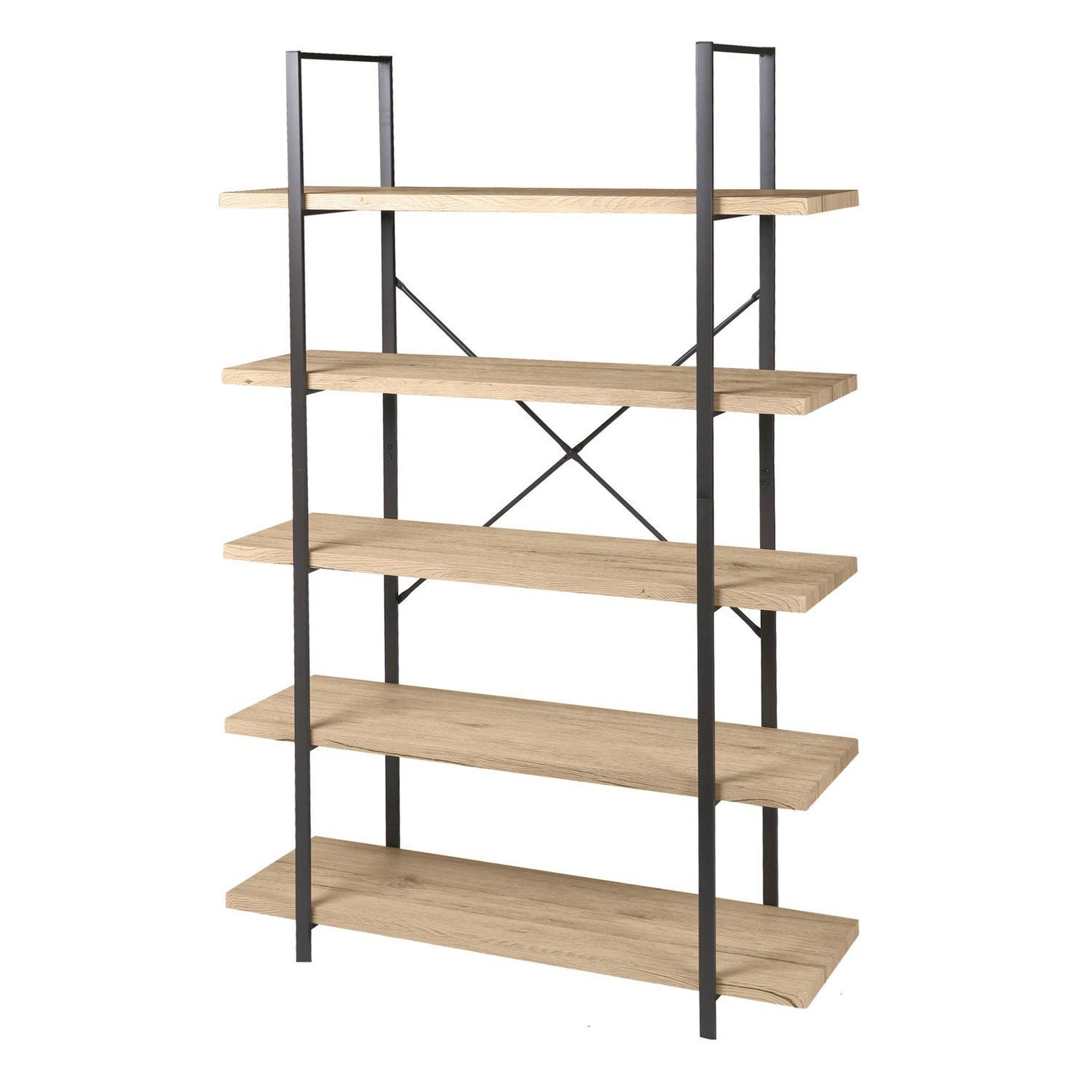 DIVERS Etagère design industriel bois et métal Dock - L. 100 x H. 174 cm - Noir