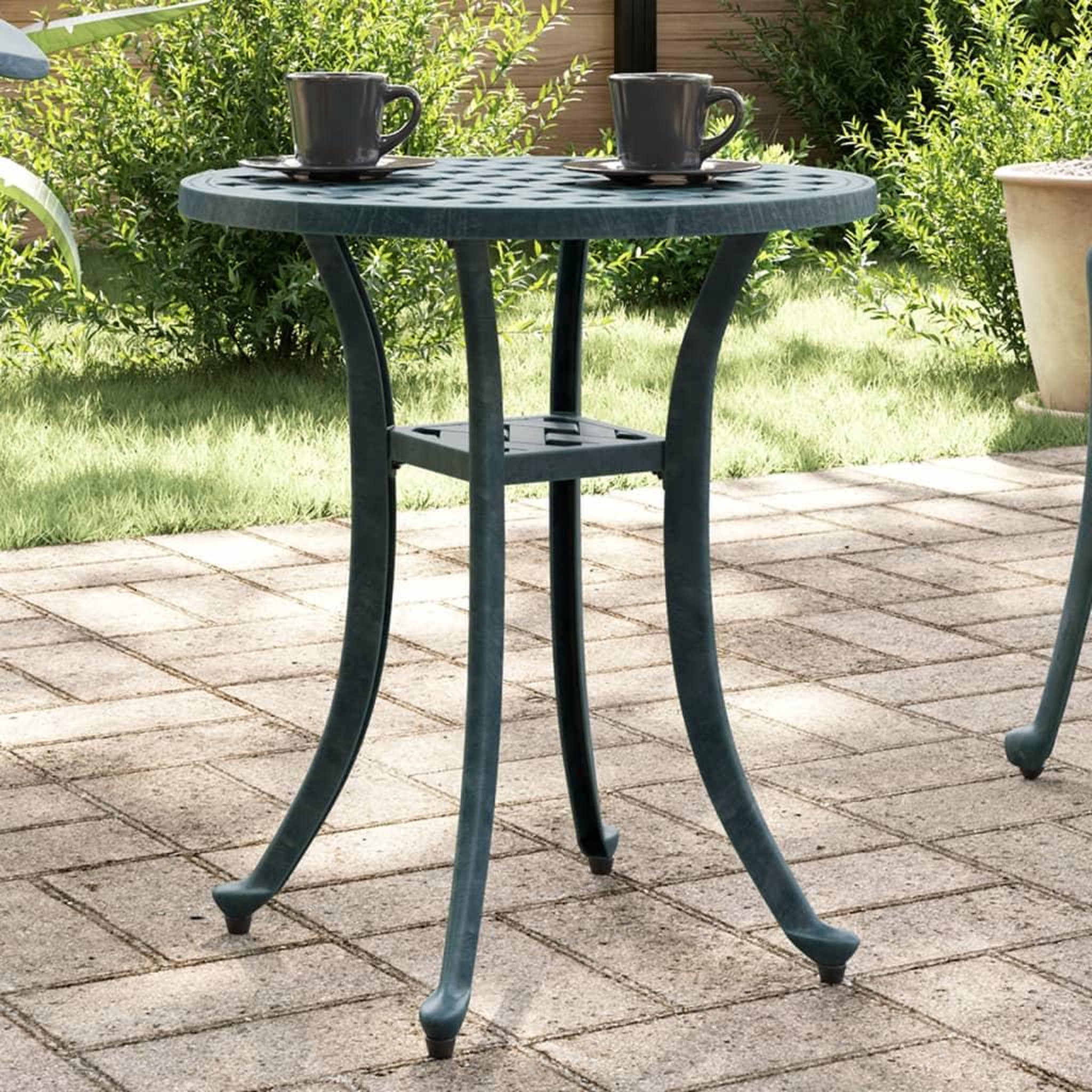 VIDAXL Table de jardin vert Ø48x53 cm aluminium coule