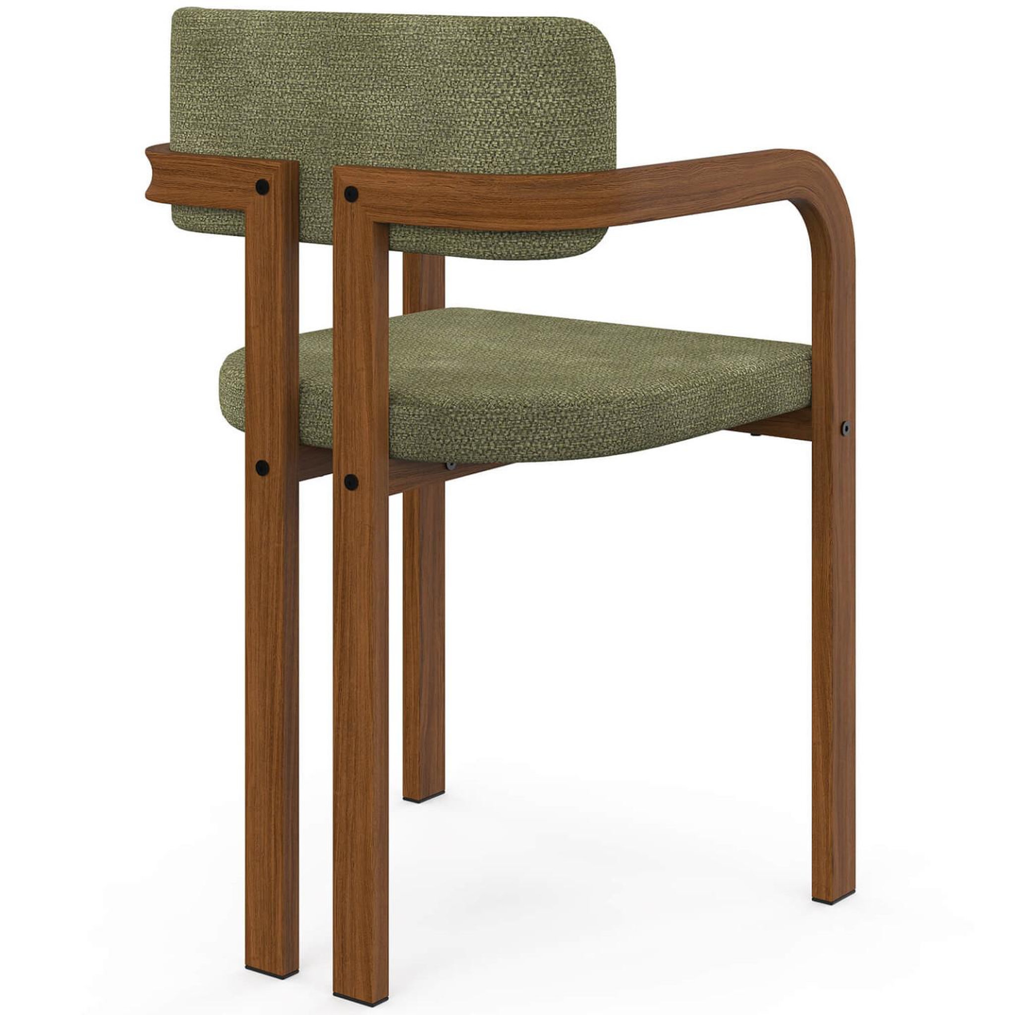 Voir la diapositive 4 : ID MARKET Lot de 4 chaises de salle à manger, fauteuils de table esma en métal effet noyer et tissu chenille vert avec accoudoirs