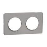 Schneider Electric Plaque ODACE Touch aluminium 2 postes horizontal vertical entraxe 71mm SCHNEIDER ELECTRIC S530804