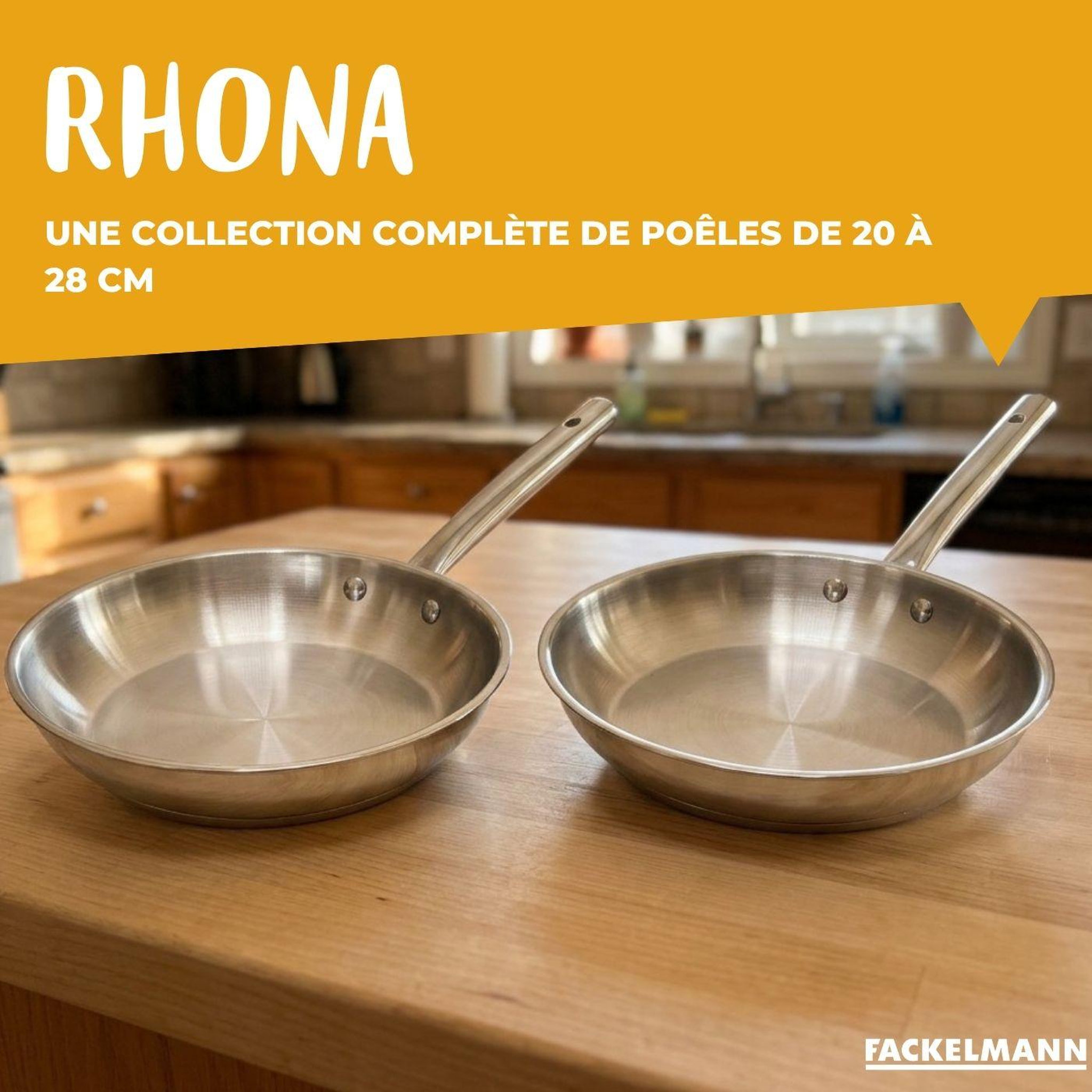 Voir la diapositive 5 : Fackelmann Lot de 2 poêles à frire en inox 20 et 28 cm avec couvercles fackelmann rhona