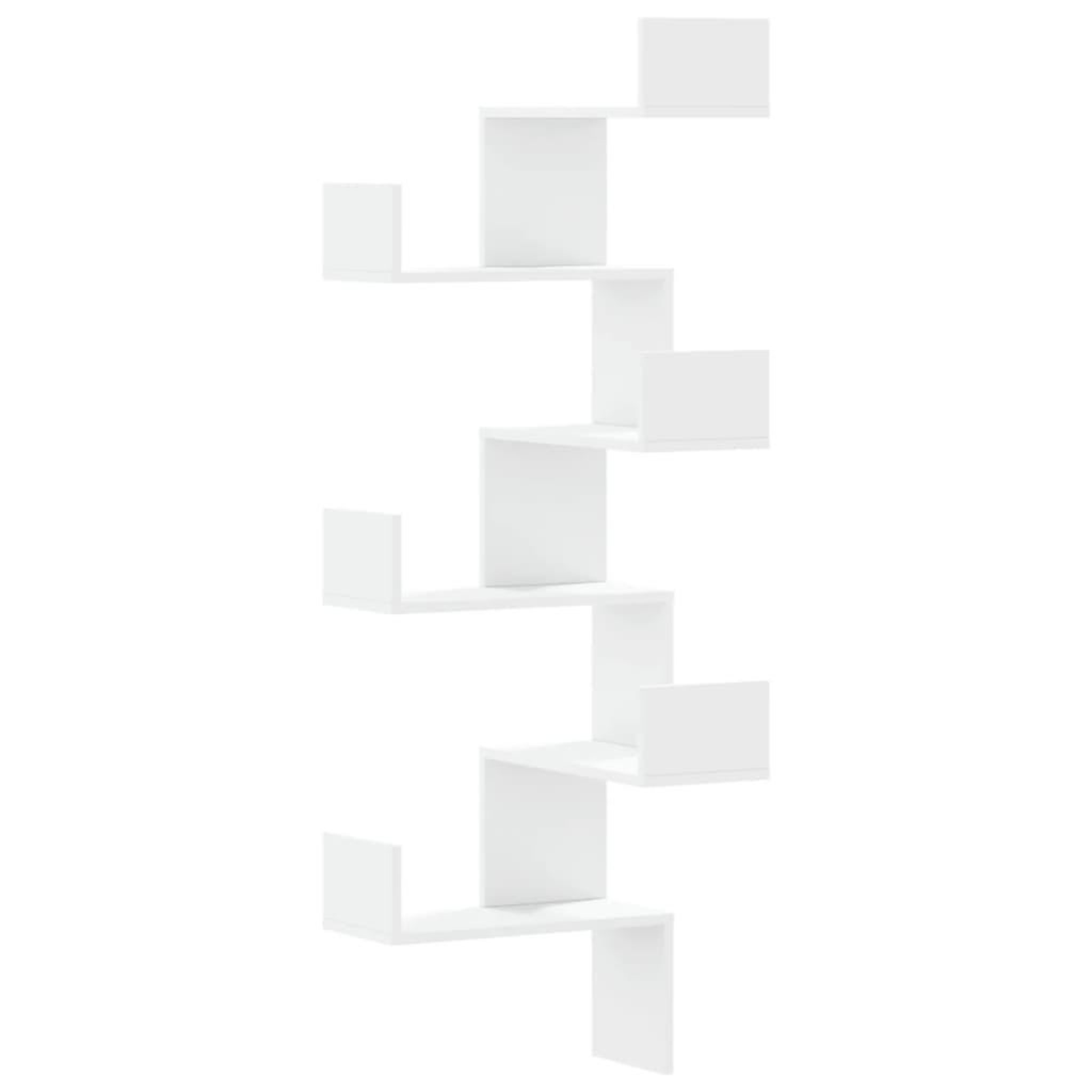 Voir la diapositive 2 : VIDAXL Etagere d'angle murale blanc 45x45x147 cm bois d'ingenierie