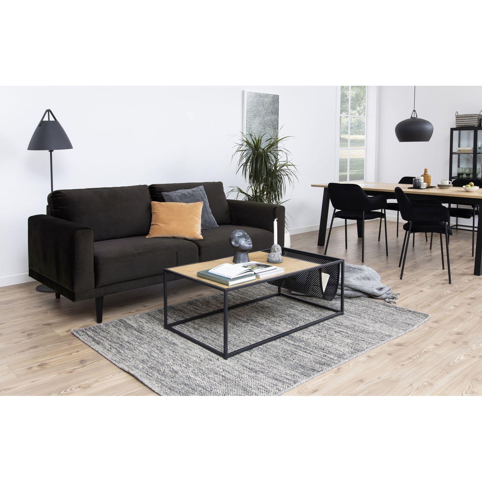 Voir la diapositive 2 : TOILINUX Table basse rectangulaire avec range magazine en mdf et métal
