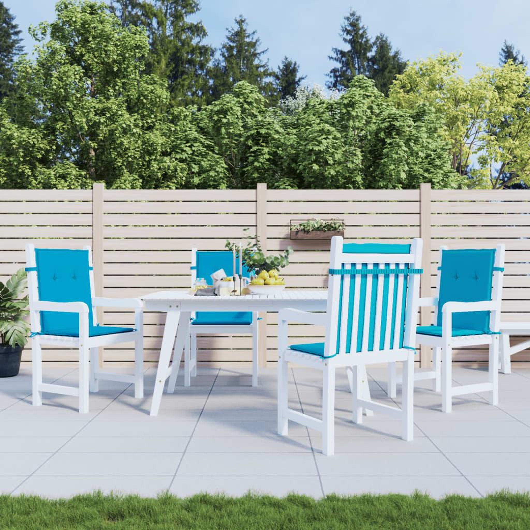 Voir la diapositive 1 : VIDAXL Coussins de chaise de jardin a dossier bas lot de 4 bleu