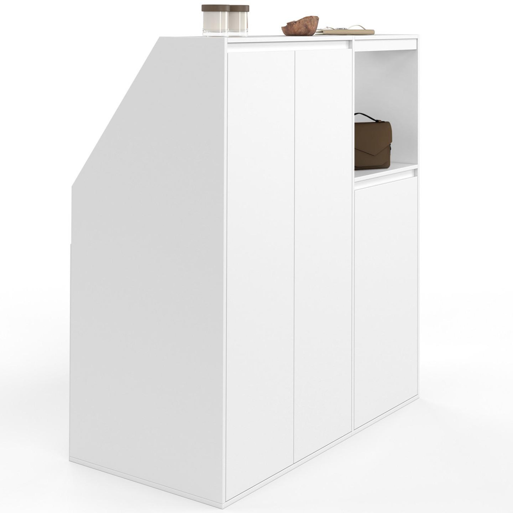 ID MARKET Ensemble armoires sous pente 2 portes + 1 porte et 1 niche tomi blanc