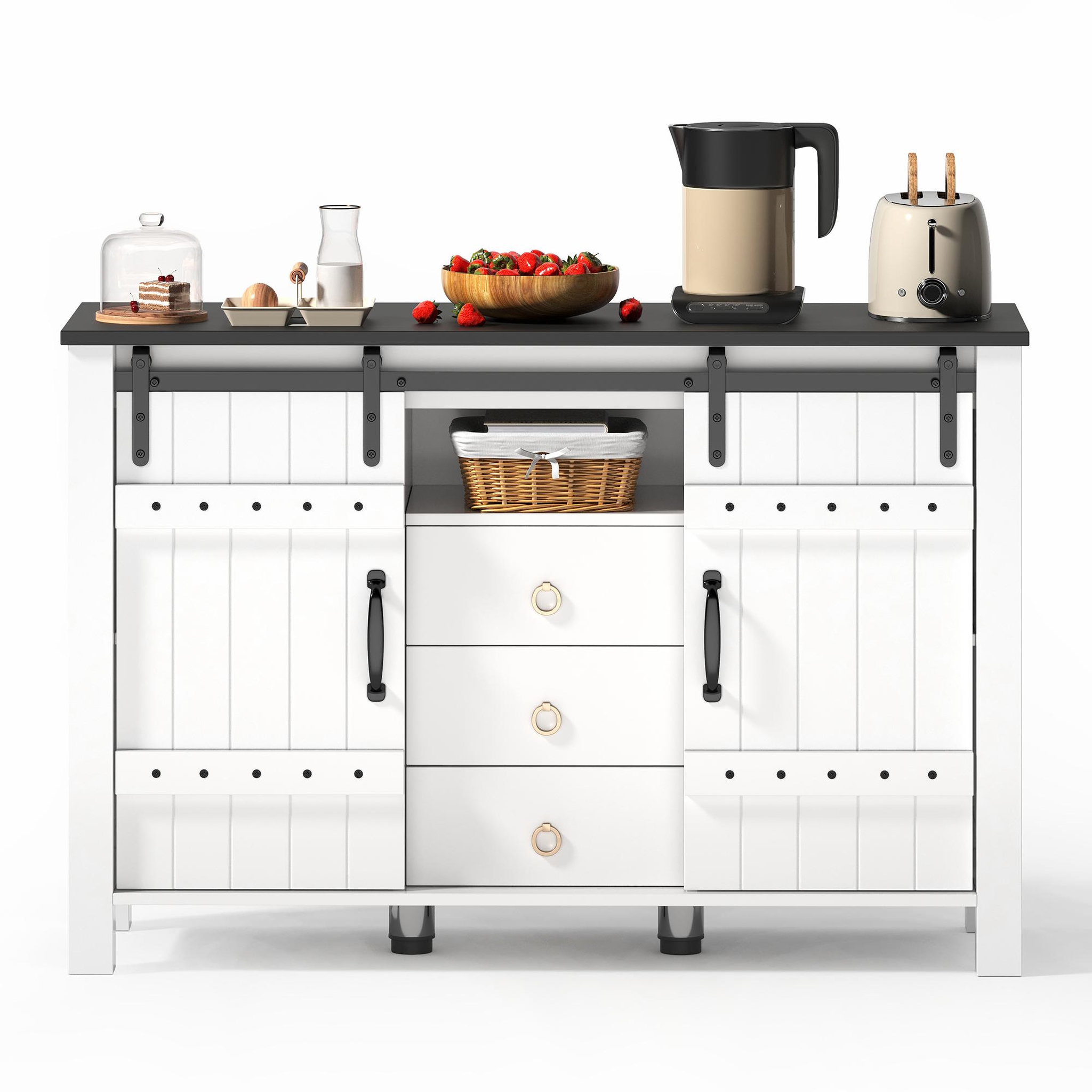 MERAX Buffet 2 porte(s) 3 tiroir(s) - 120 cm blanc mdf