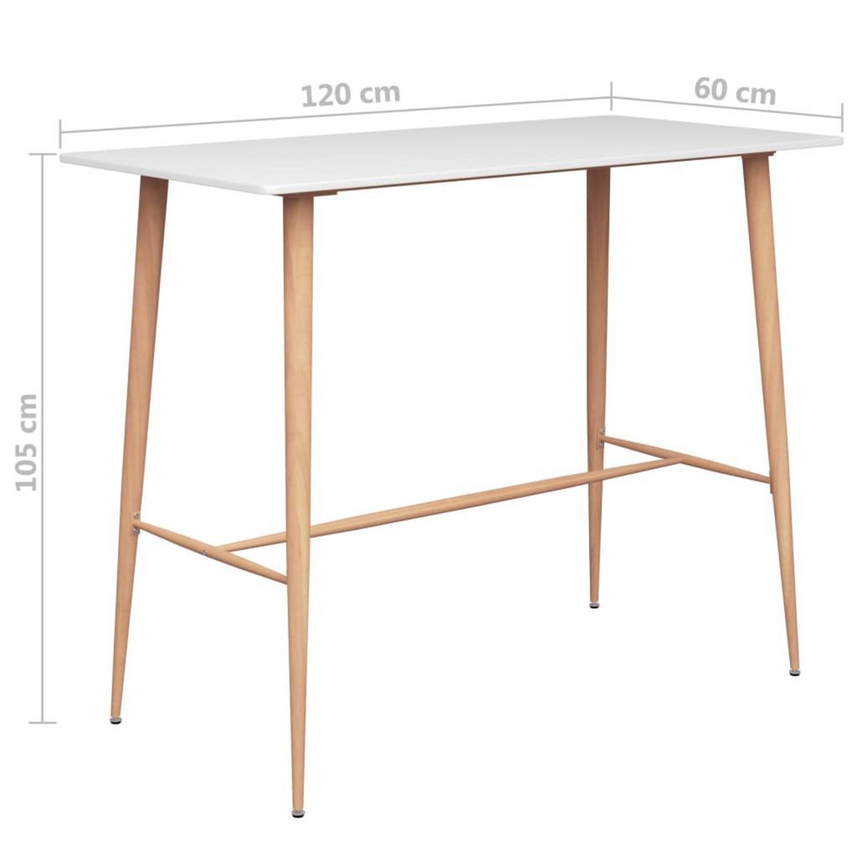 VIDAXL Table de bar Blanc 120x60x105 cm