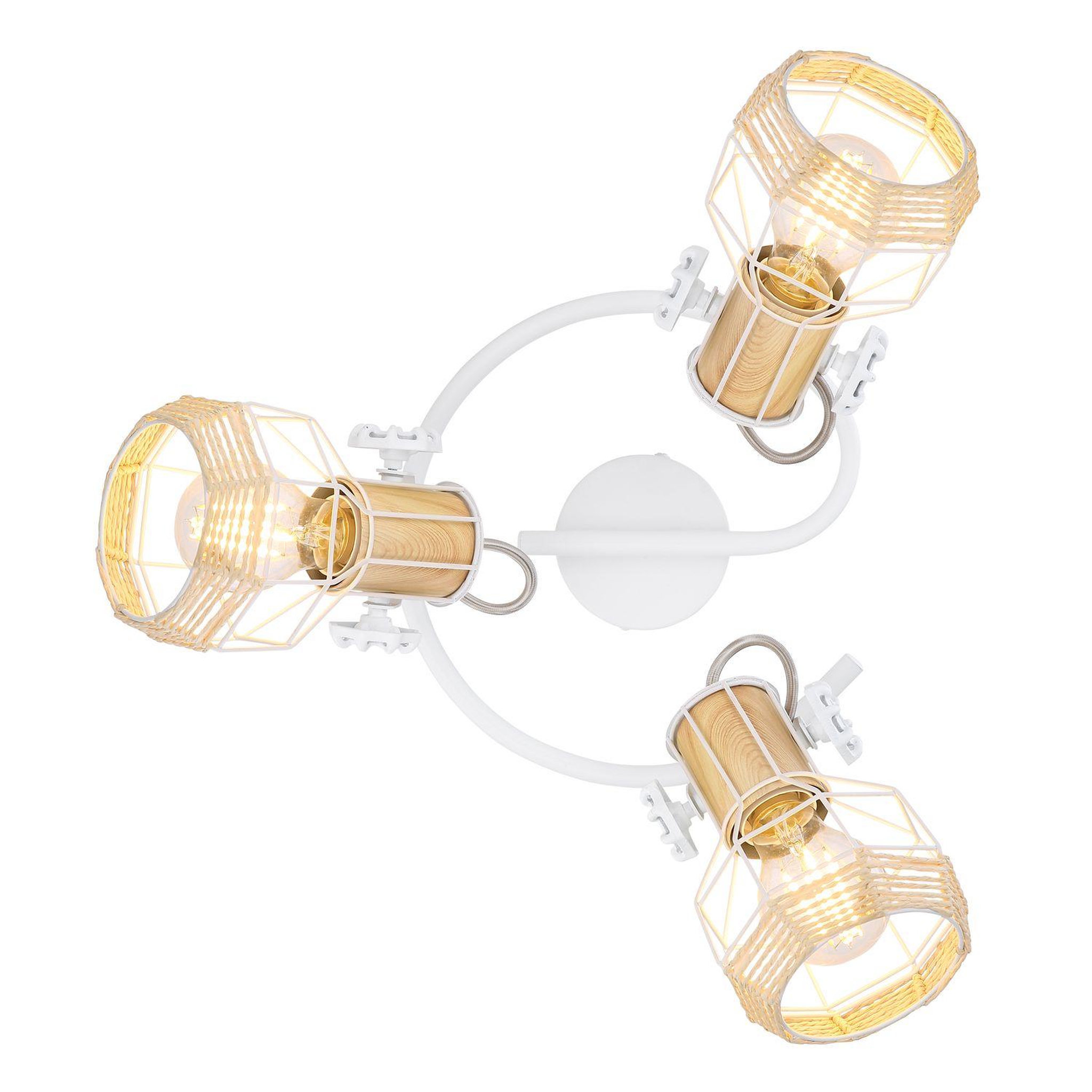 Voir la diapositive 2 : GLOBO Spot plafonnier design scandinave bana - 3 ampoules - blanc