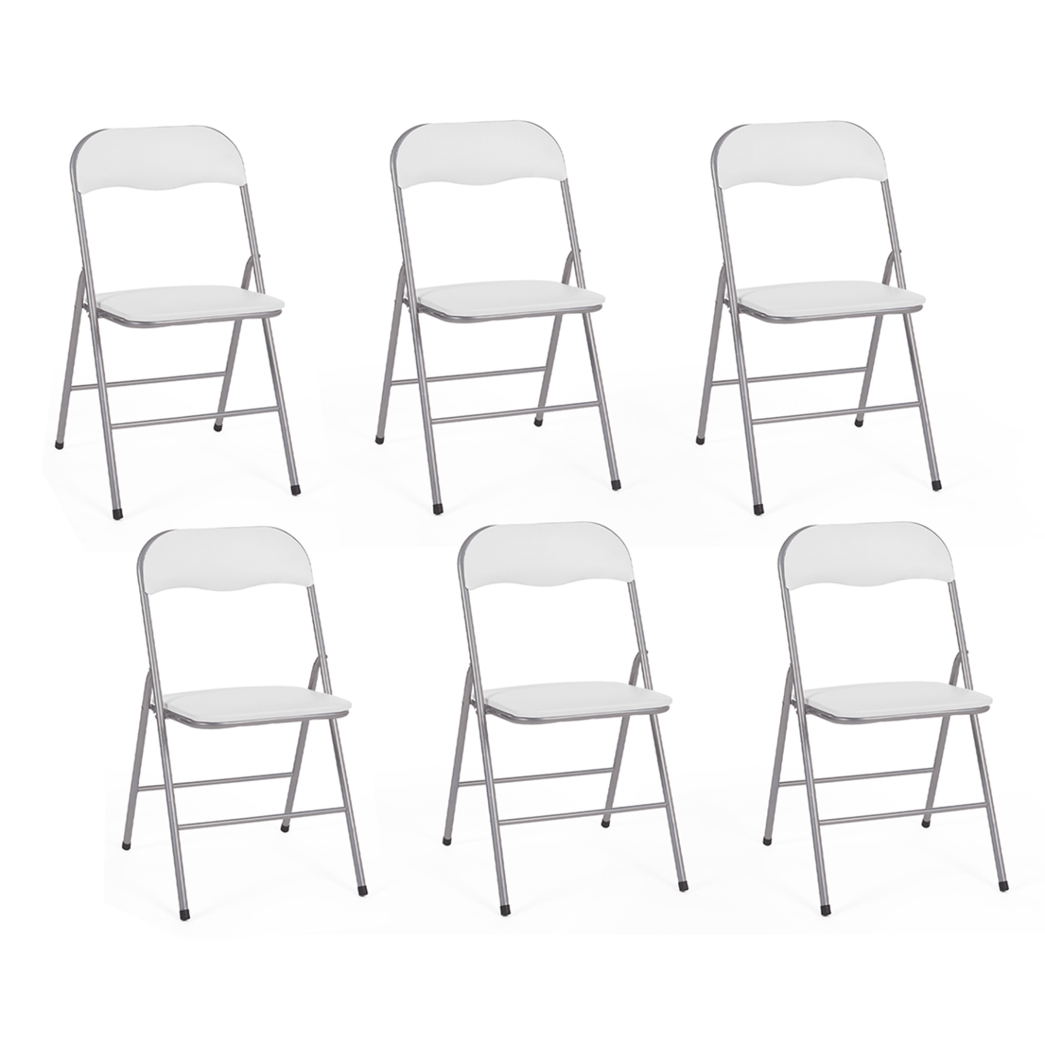 ID MARKET Lot de 6 chaises pliantes kity blanches en pu