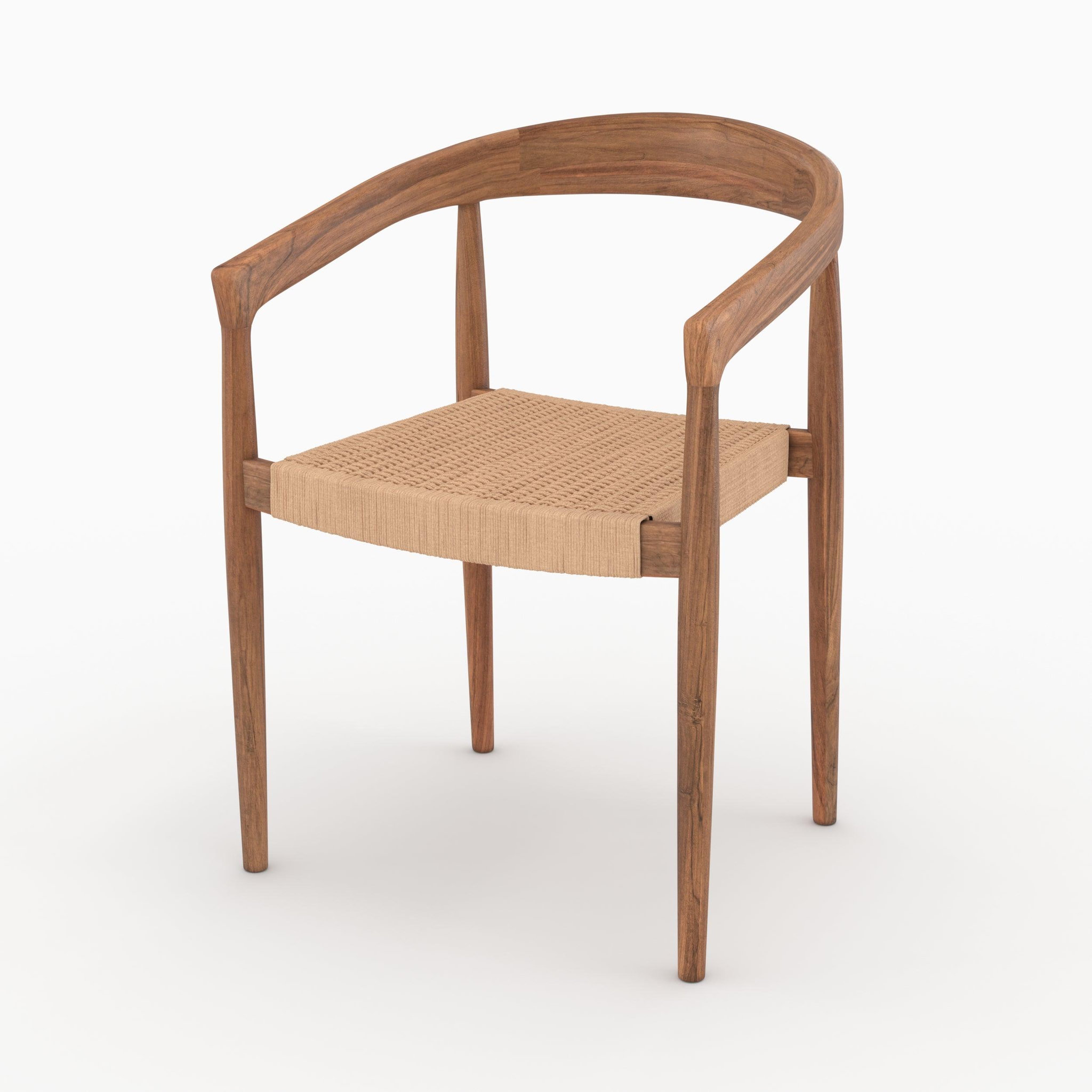 Voir la diapositive 5 : MAISON PAVANE Lot de 2 chaises en bois de teck et corde naturelle -bali