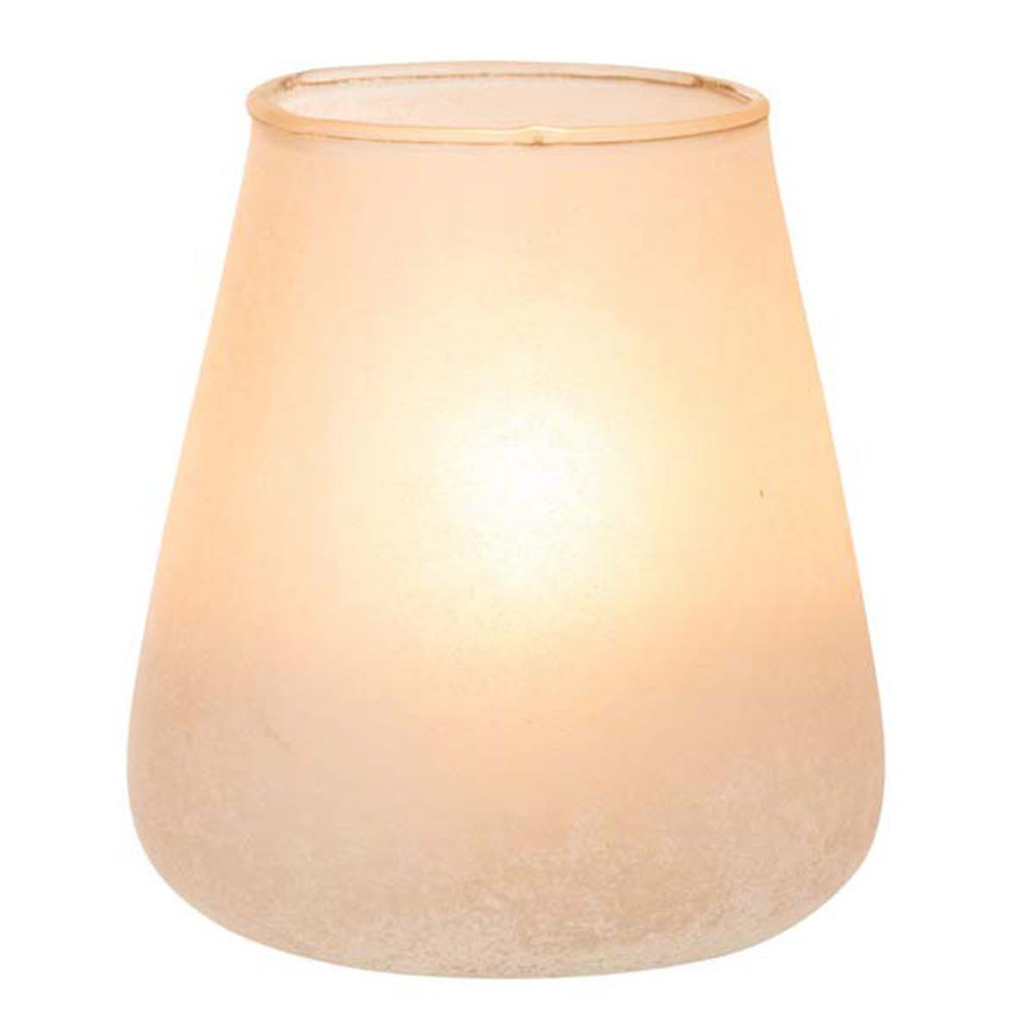 Voir la diapositive 2 : J-LINE Photophore design en verre  poudré  16cm rose