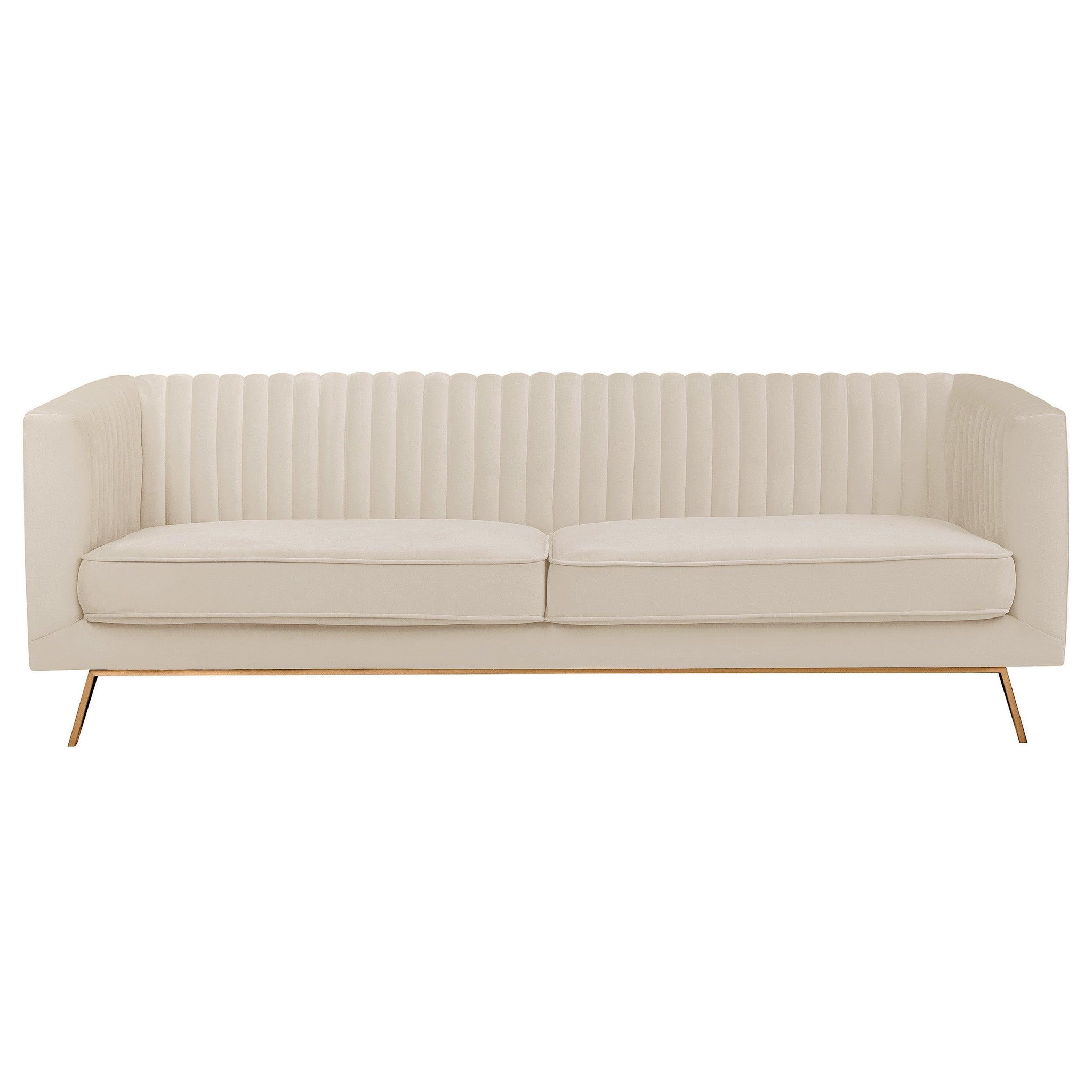 MAISON PAVANE Canapé 3 places en velours beige-gatsby