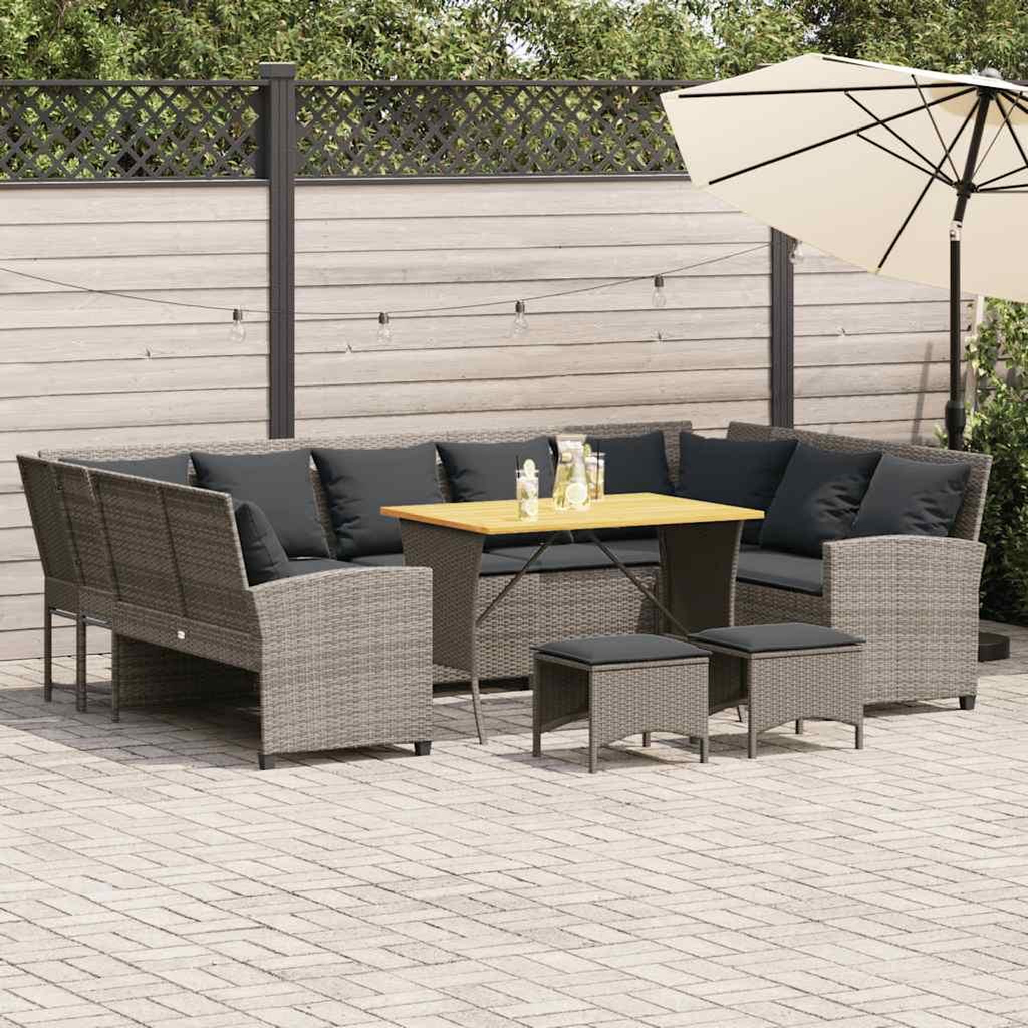 VIDAXL Salon de jardin 4 pcs avec coussins gris resine tressee