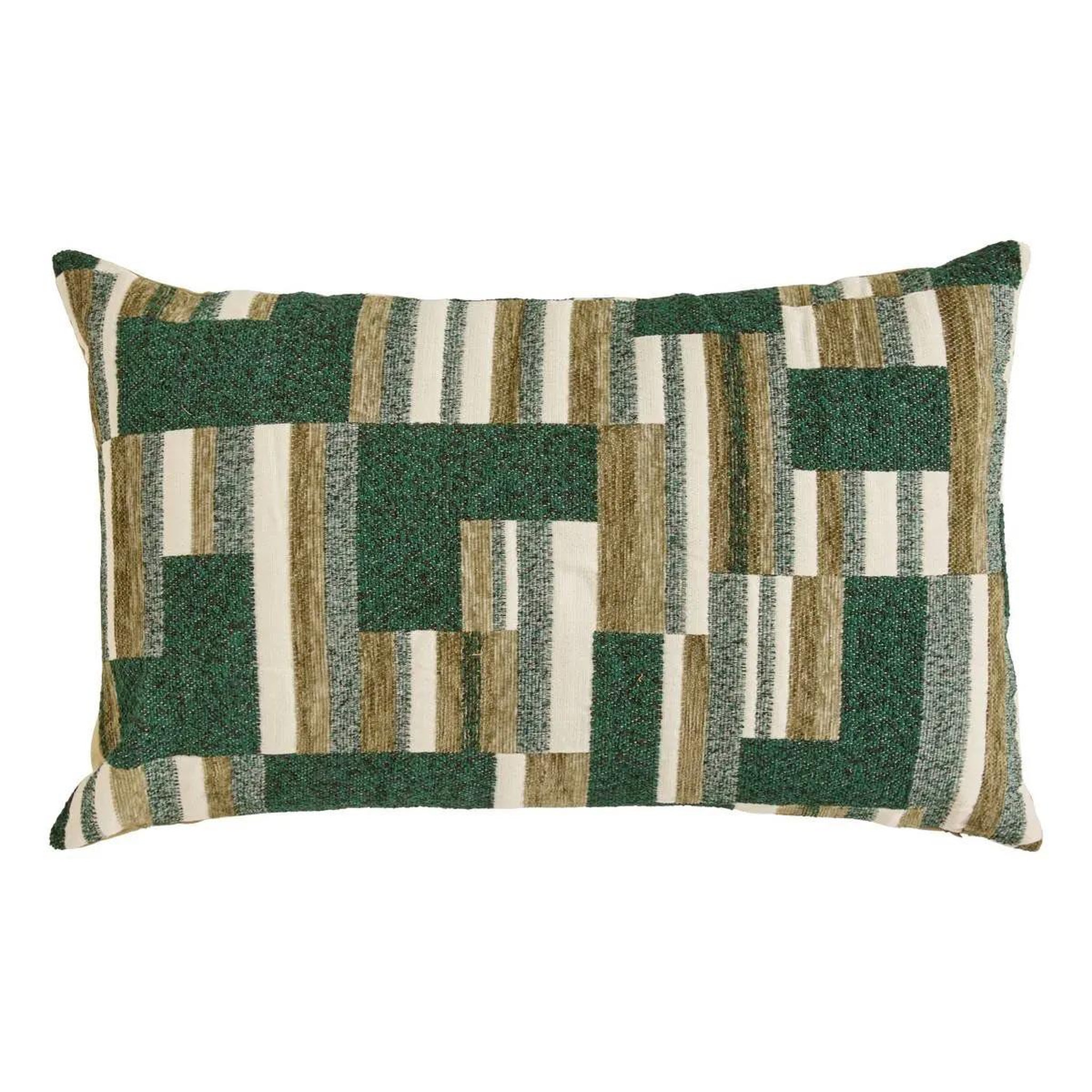 ATMOSPHERA Coussin déco en jacquard chenillé  calix  30x50cm kaki