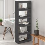 VIDAXL Bibliotheque/Separateur de piece Gris 60x30x167,5 cm Pin massif