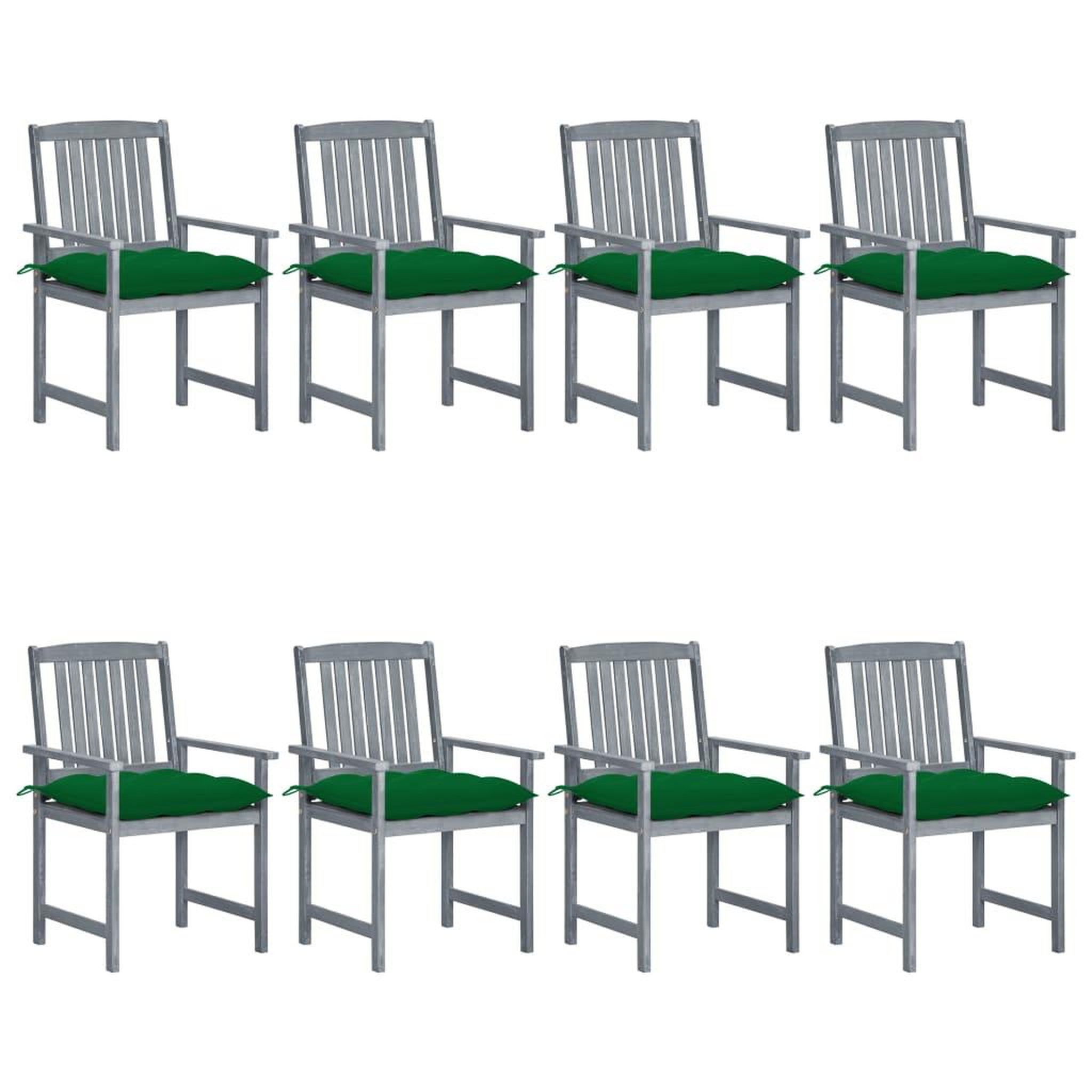 Voir la diapositive 1 : VIDAXL Chaises de jardin et coussins lot de 8 Bois acacia solide Gris