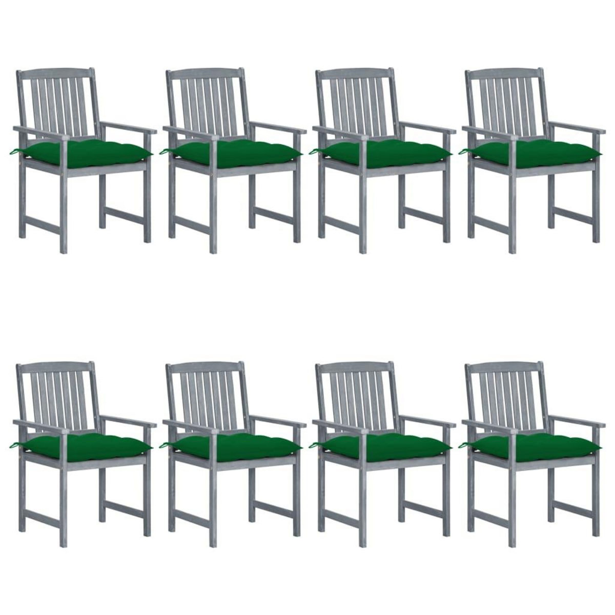 VIDAXL Chaises de jardin et coussins lot de 8 Bois acacia solide Gris