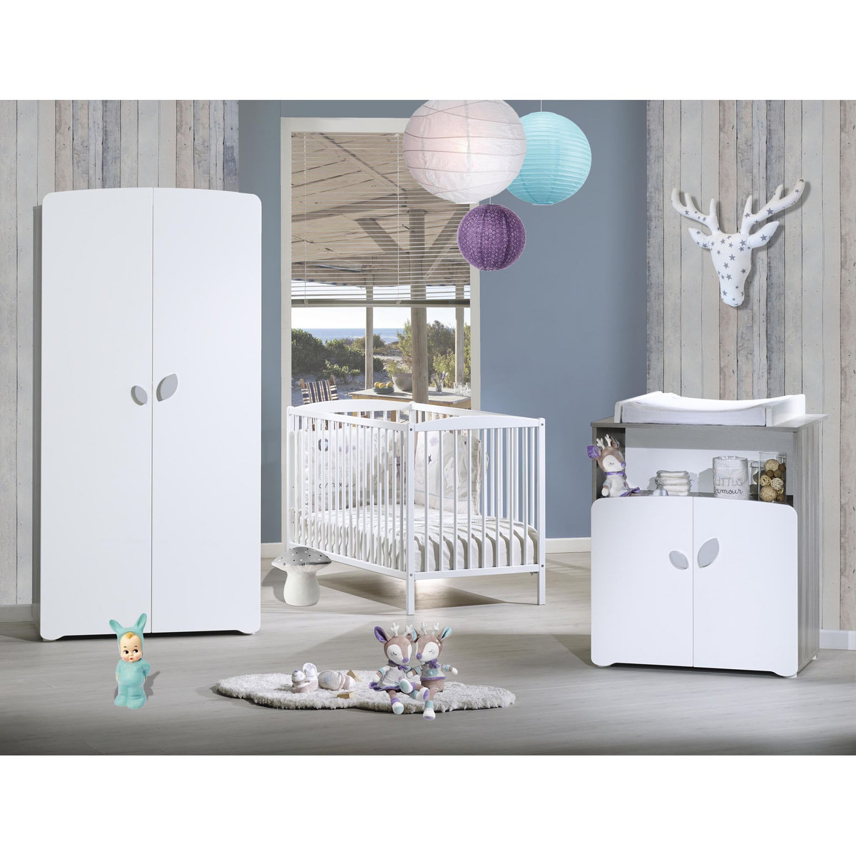 BABY PRICE Armoire chambre bébé 2 portes NEW LEAF