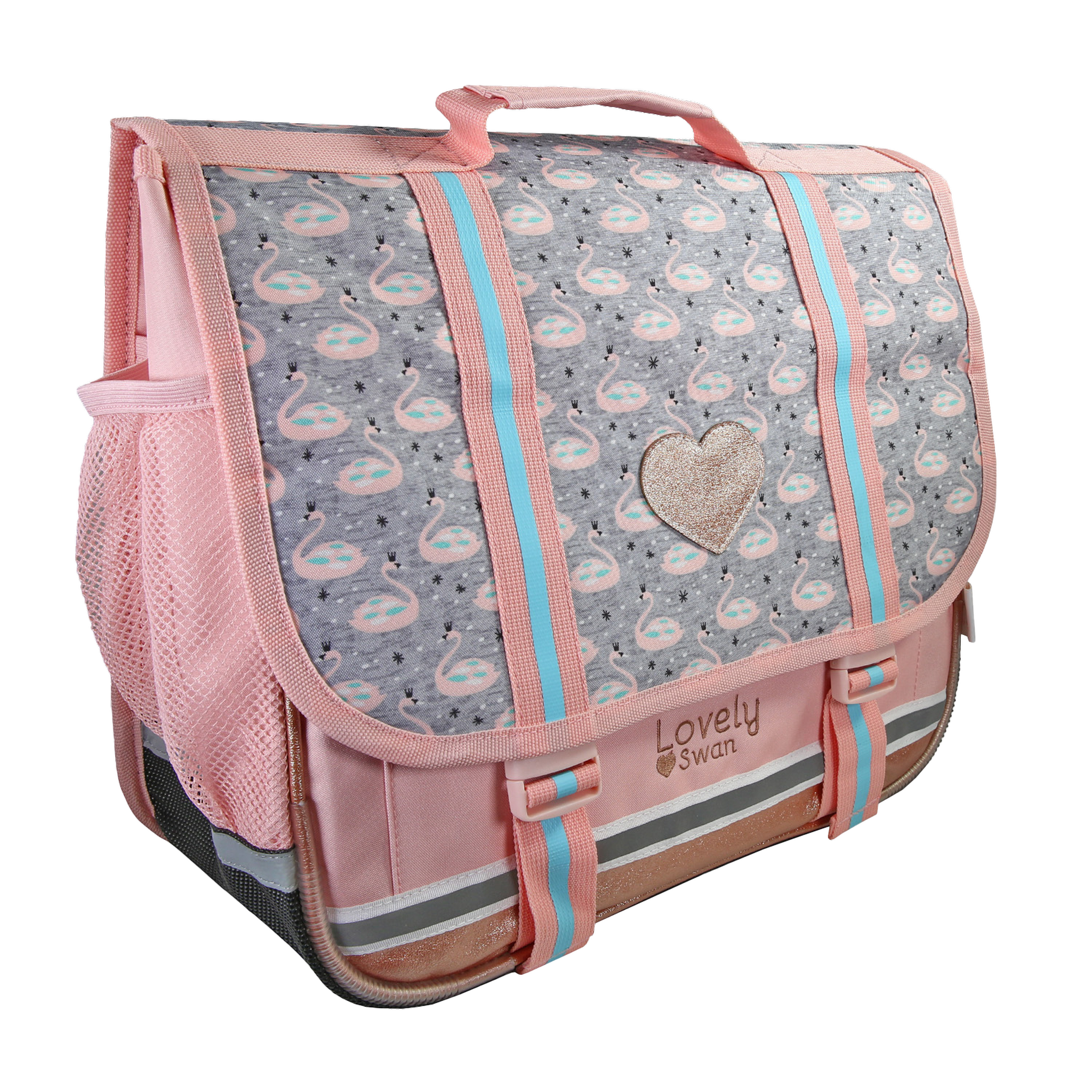 Voir la diapositive 2 : Bagtrotter KIP - Cartable scolaire 38 cm Lovely Swan - Rose - 2 Compartiments