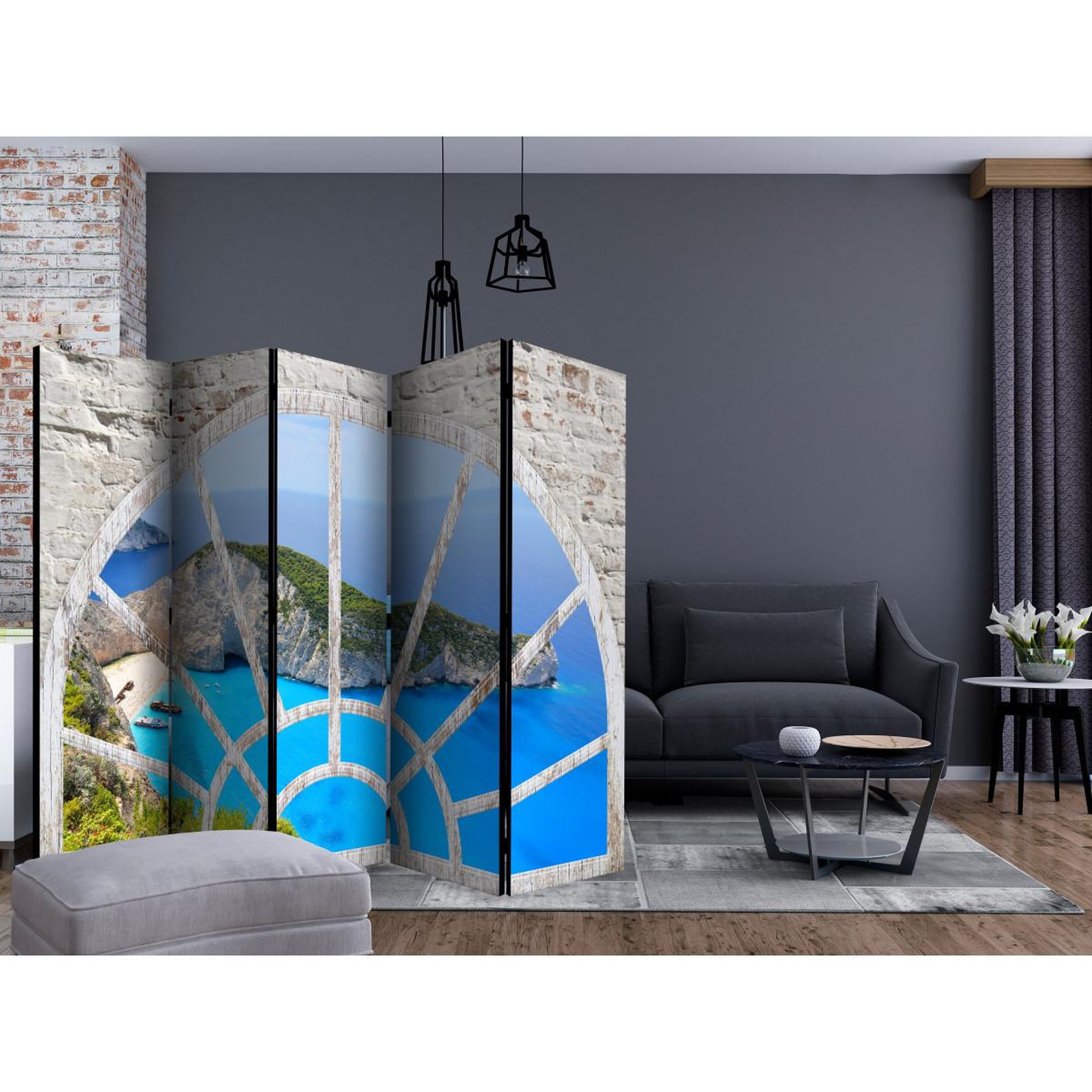 Voir la diapositive 2 : Paris Prix Paravent 5 volets  look at the island of dreams  172x225cm
