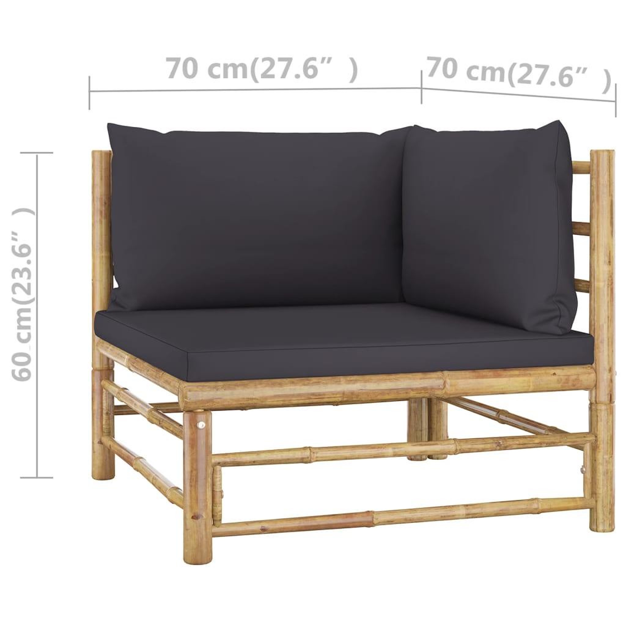 Voir la diapositive 6 : VIDAXL Salon de jardin 2 pcs avec coussins gris fonce bambou