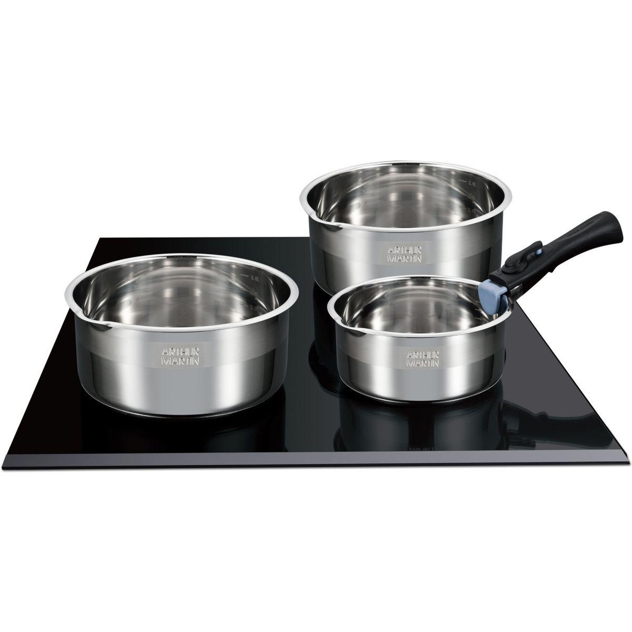 Voir la diapositive 2 : ELECTROLUX Batterie de cuisine de 3 casseroles 16-18-20 cm + poignée