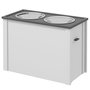 Voir la diapositive 1 : PAWHUT Gamelle double chien - porte-gamelles surélevé rangement 2 en 1 - tiroir, 2 gamelles - acier inox. MDF gris blanc