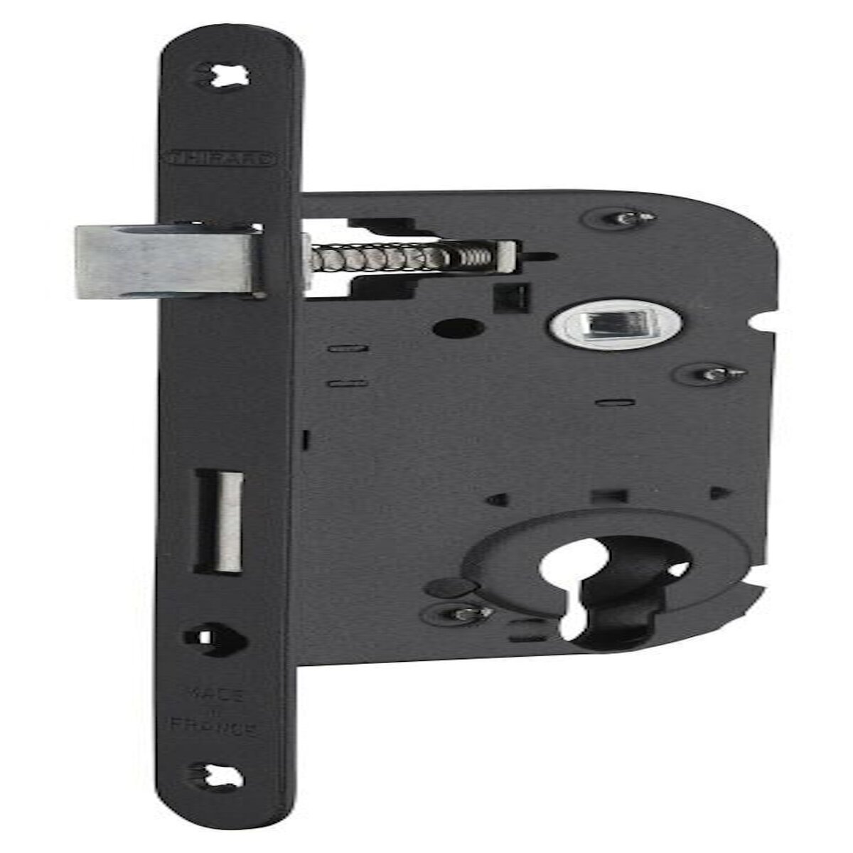 THIRARD Serrure à encastrer réversible axe 40x70mm avec trou de cylindre, finition noir