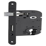 THIRARD Serrure à encastrer réversible axe 40x70mm avec trou de cylindre, finition noir