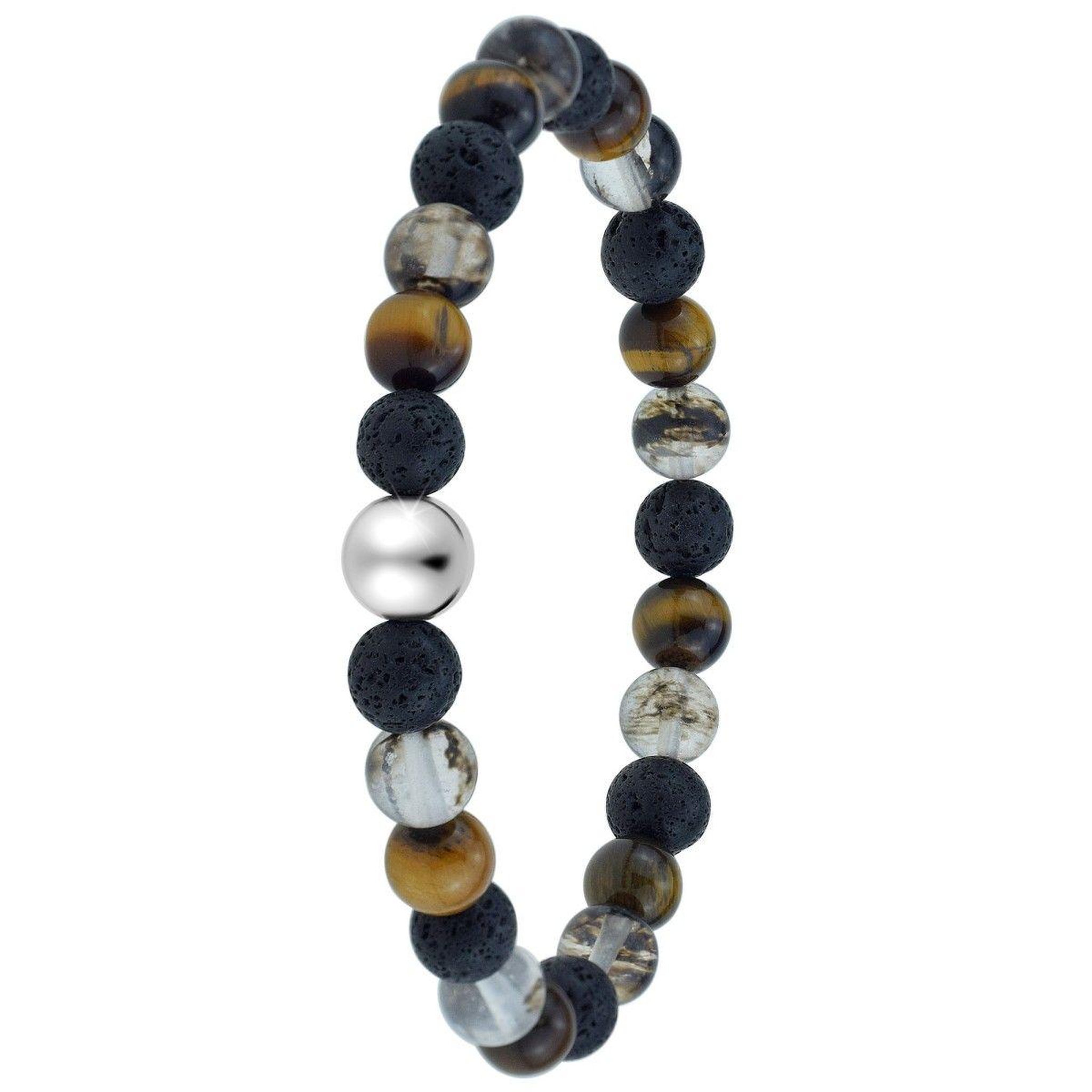 SC CRYSTAL Bracelet homme orné de pierres œil de tigre et pierres lave par SC Crystal