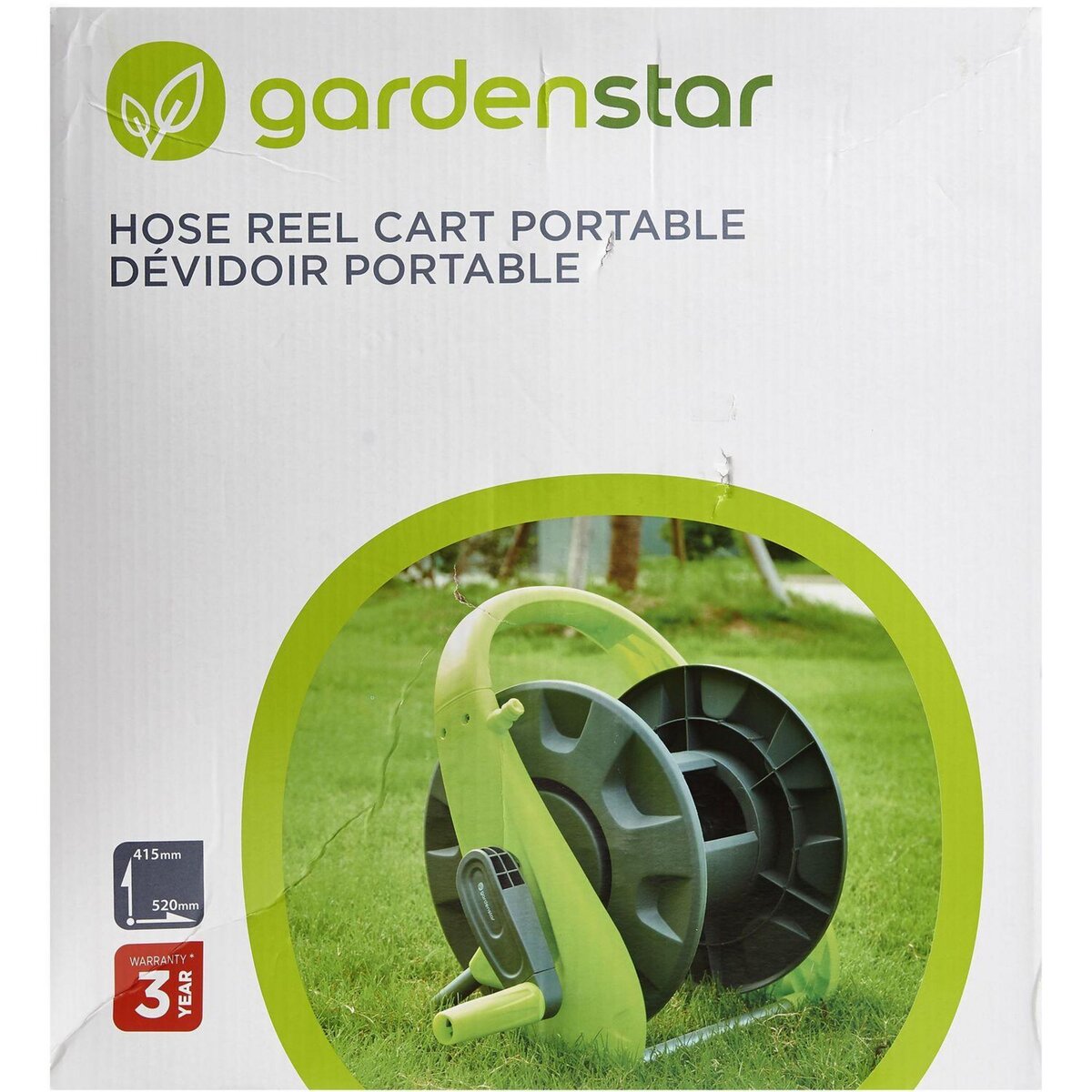 GARDENSTAR Dévidoir portable gris et vert - 41cm