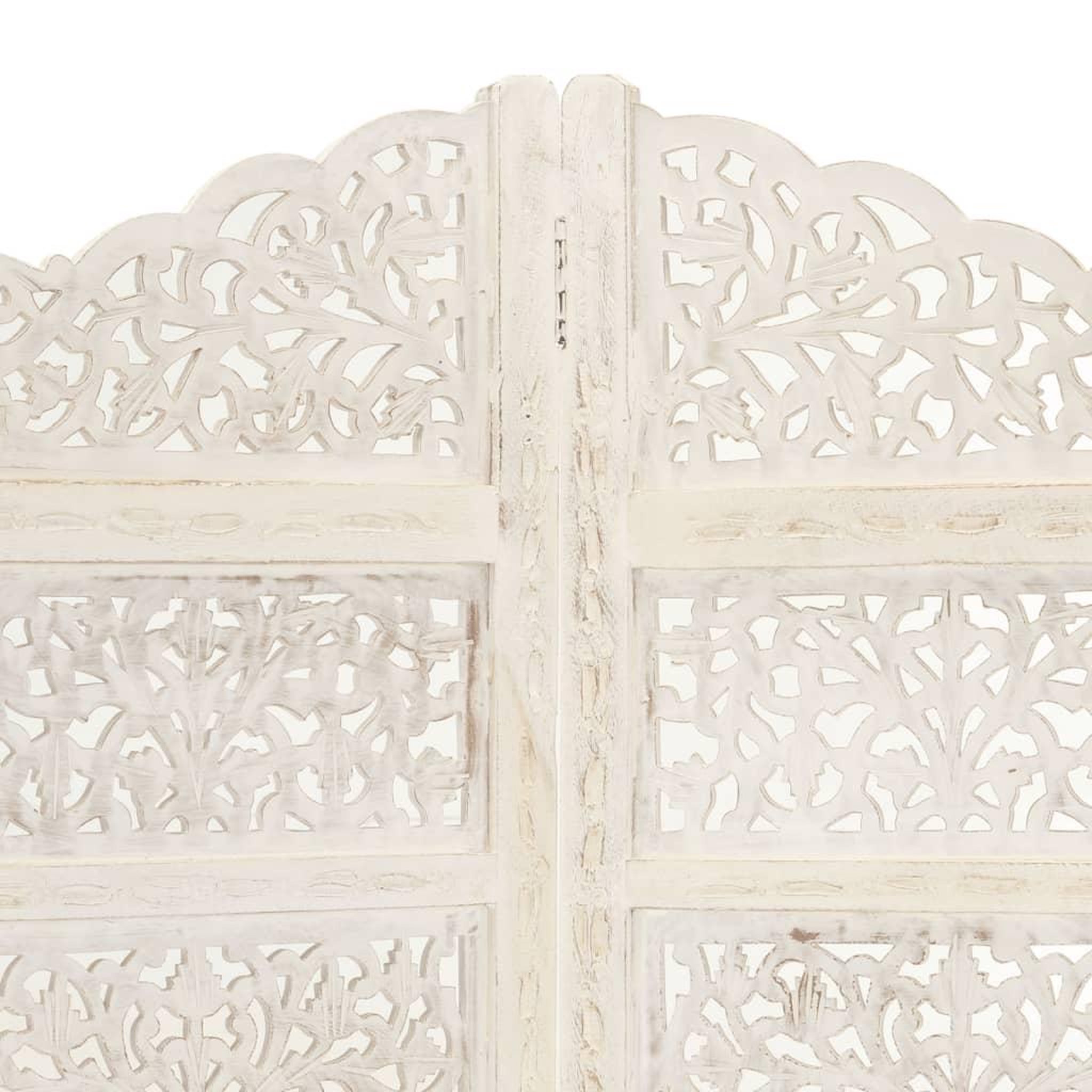 Voir la diapositive 3 : VIDAXL Cloison de separation 4 panneaux Blanc 160x165 cm Bois manguier