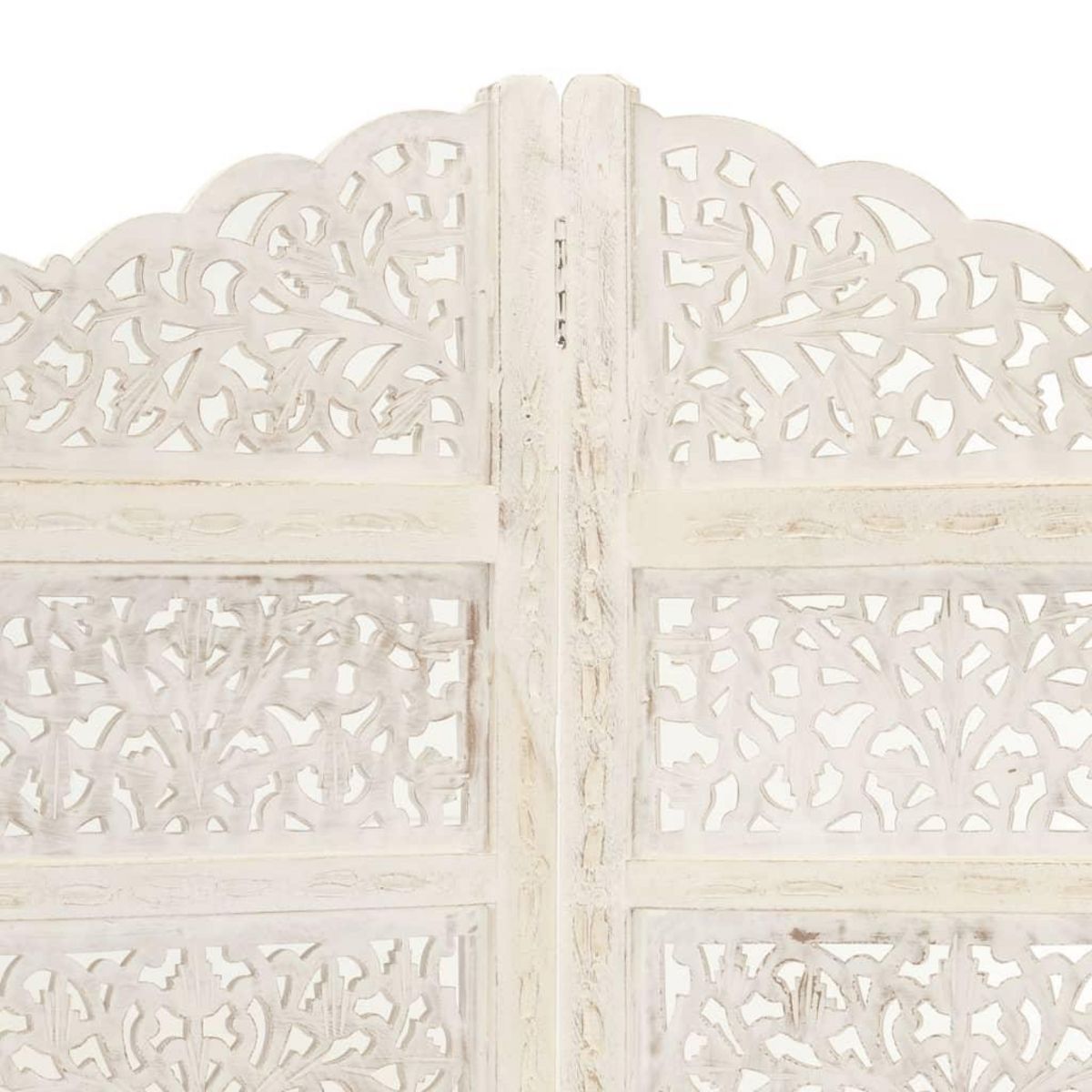 VIDAXL Cloison de separation 4 panneaux Blanc 160x165 cm Bois manguier